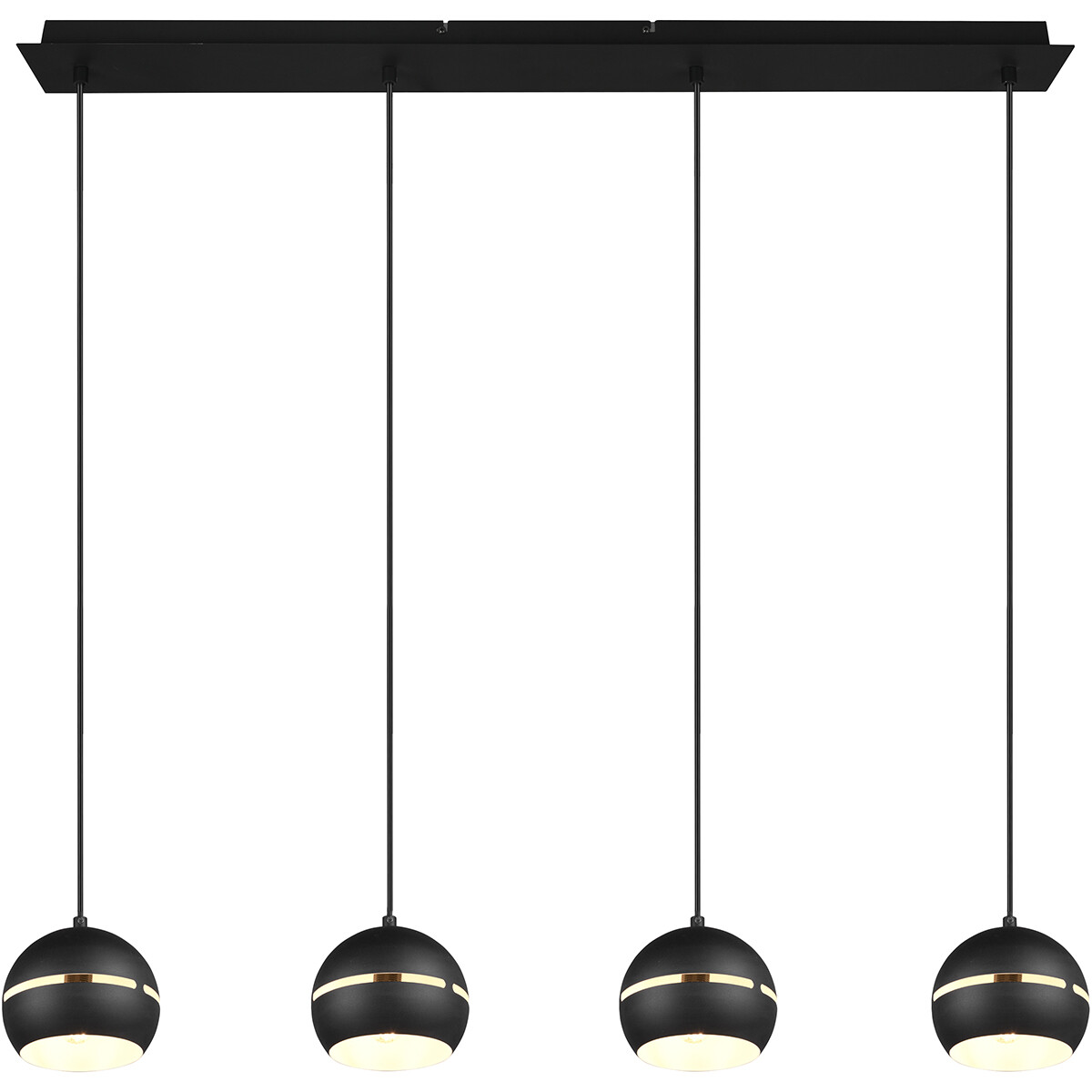 Suspension LED - Luminaire Suspendu - Trion Flatina - Douille E14 - 4-lumières - Rectangle - Mat Noir - Aluminium