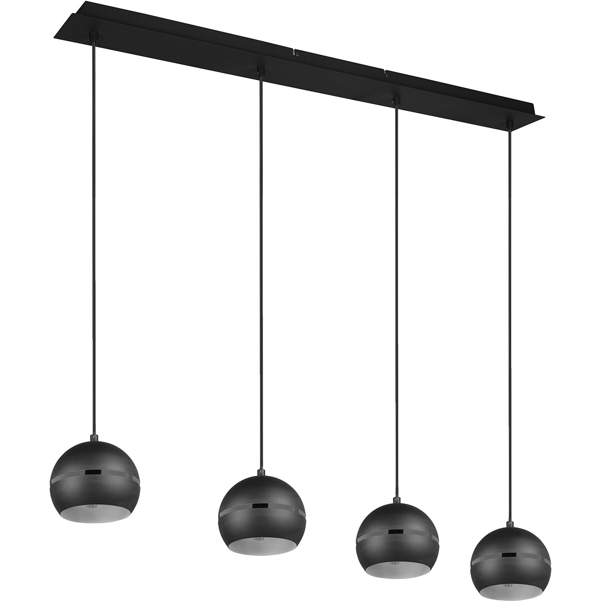 Suspension LED - Luminaire Suspendu - Trion Flatina - Douille E14 - 4-lumières - Rectangle - Mat Noir - Aluminium