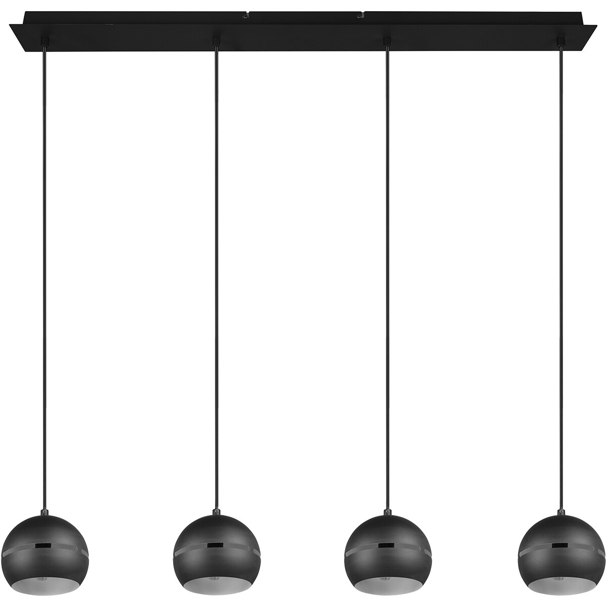 Suspension LED - Luminaire Suspendu - Trion Flatina - Douille E14 - 4-lumières - Rectangle - Mat Noir - Aluminium