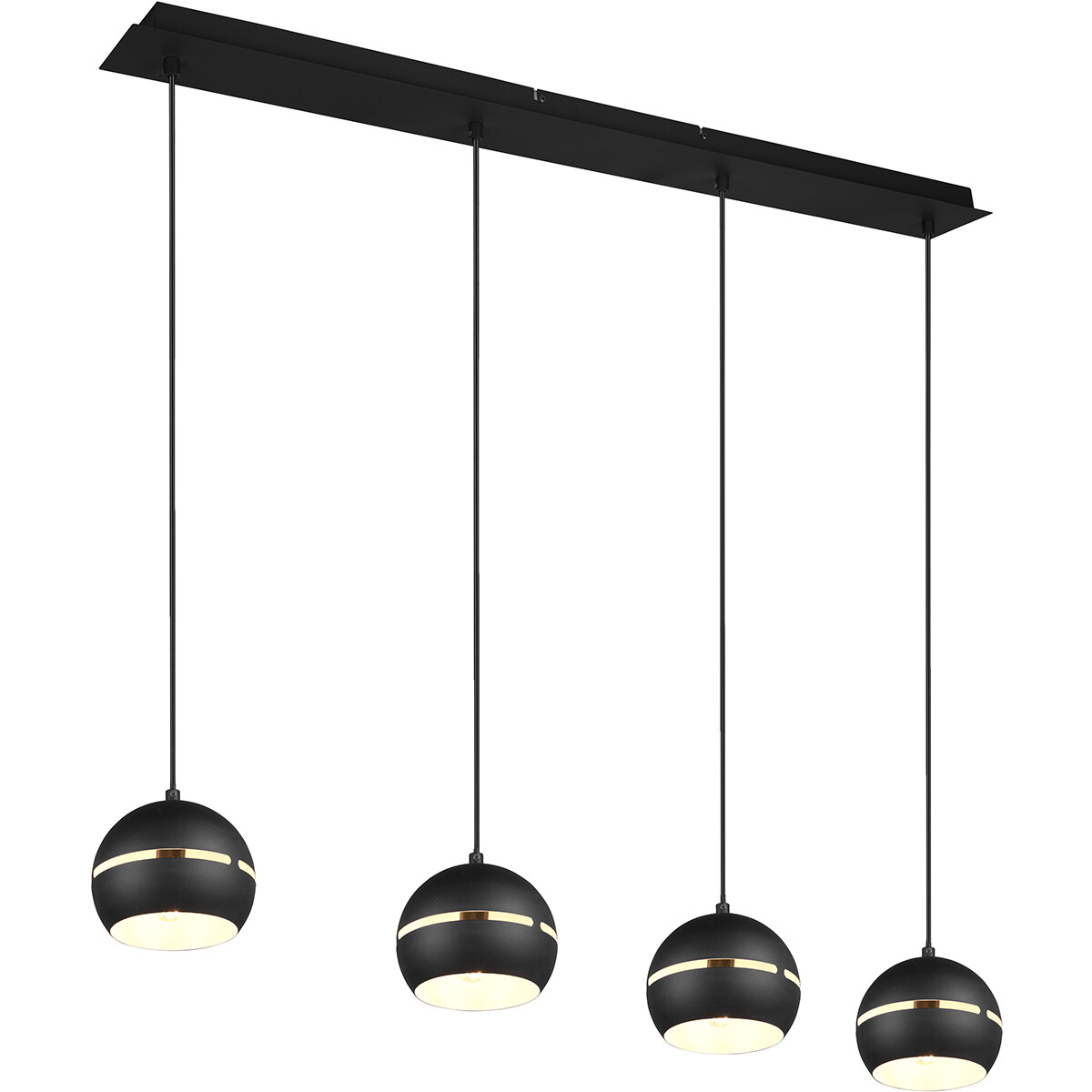 Suspension LED - Luminaire Suspendu - Trion Flatina - Douille E14 - 4-lumières - Rectangle - Mat Noir - Aluminium