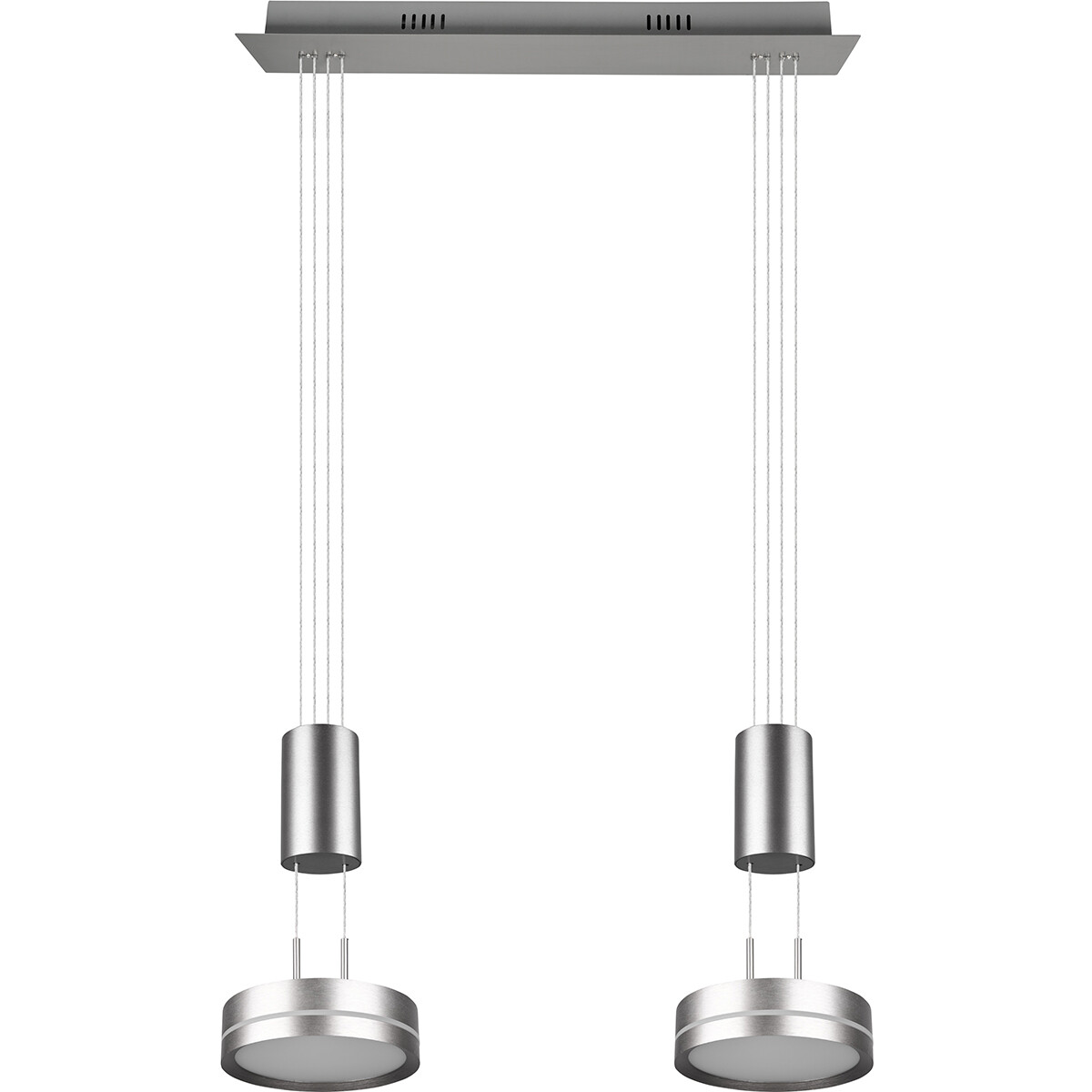 Suspension LED - Luminaire Suspendu - Trion Franco - 14.4W - 2-lumières - Blanc Chaud 3000K - Dimmable - Rond - Mat Nickel - Aluminium