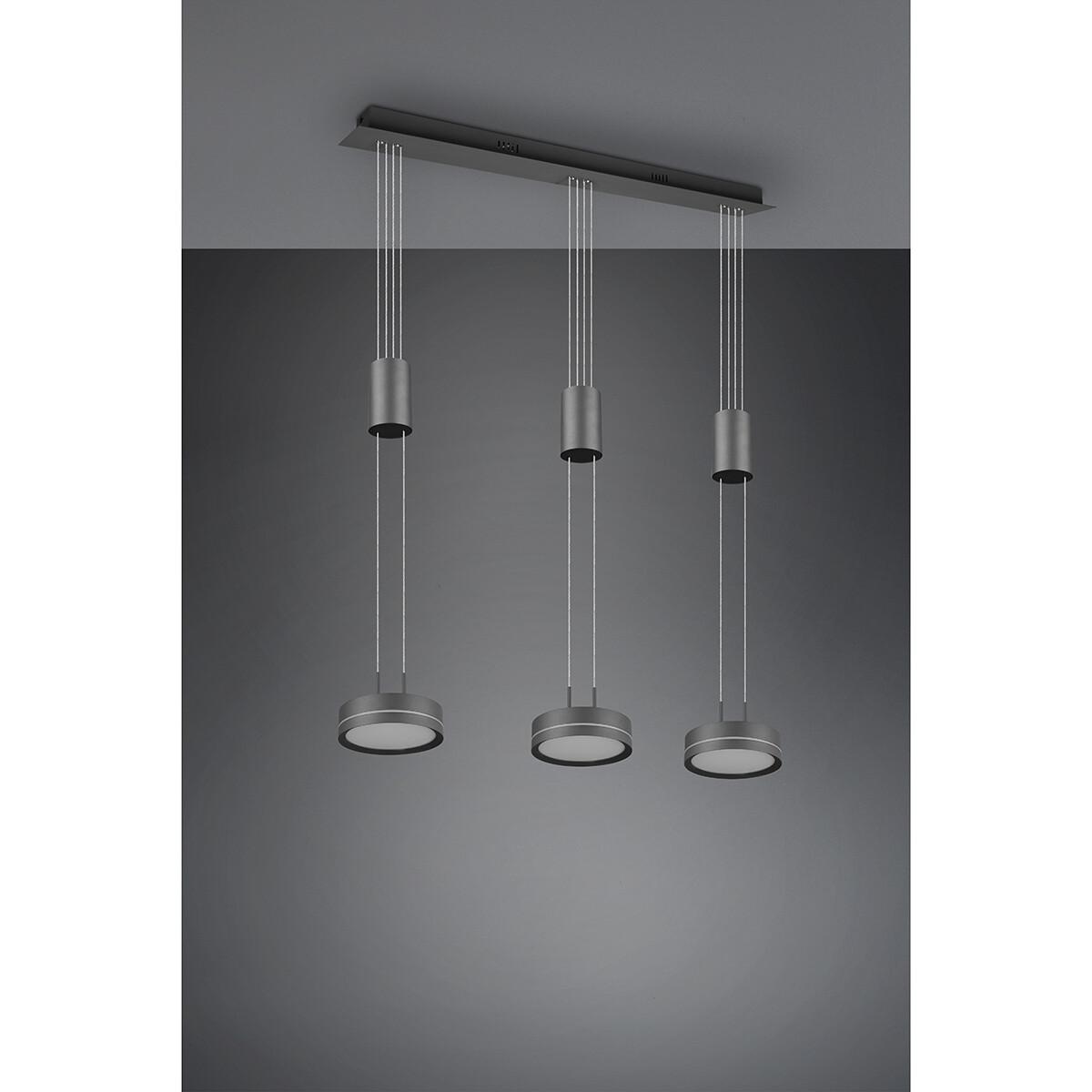 Suspension LED - Luminaire Suspendu - Trion Franco - 21.6W - 3-lumières - Blanc Chaud 3000K - Dimmable - Rond - Mat Anthracite - Aluminium