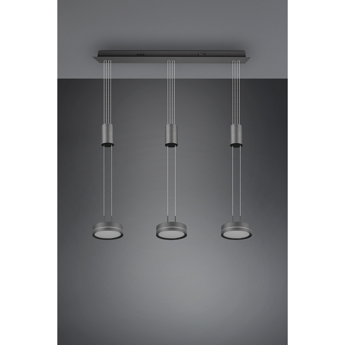 Suspension LED - Luminaire Suspendu - Trion Franco - 21.6W - 3-lumières - Blanc Chaud 3000K - Dimmable - Rond - Mat Anthracite - Aluminium