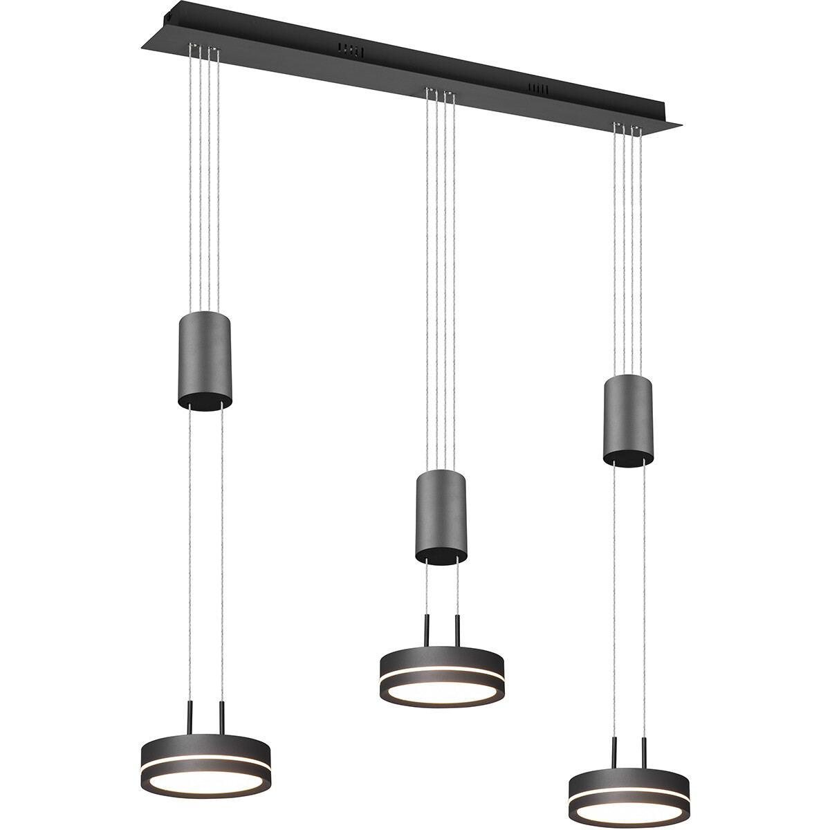 Suspension LED - Luminaire Suspendu - Trion Franco - 21.6W - 3-lumières - Blanc Chaud 3000K - Dimmable - Rond - Mat Anthracite - Aluminium