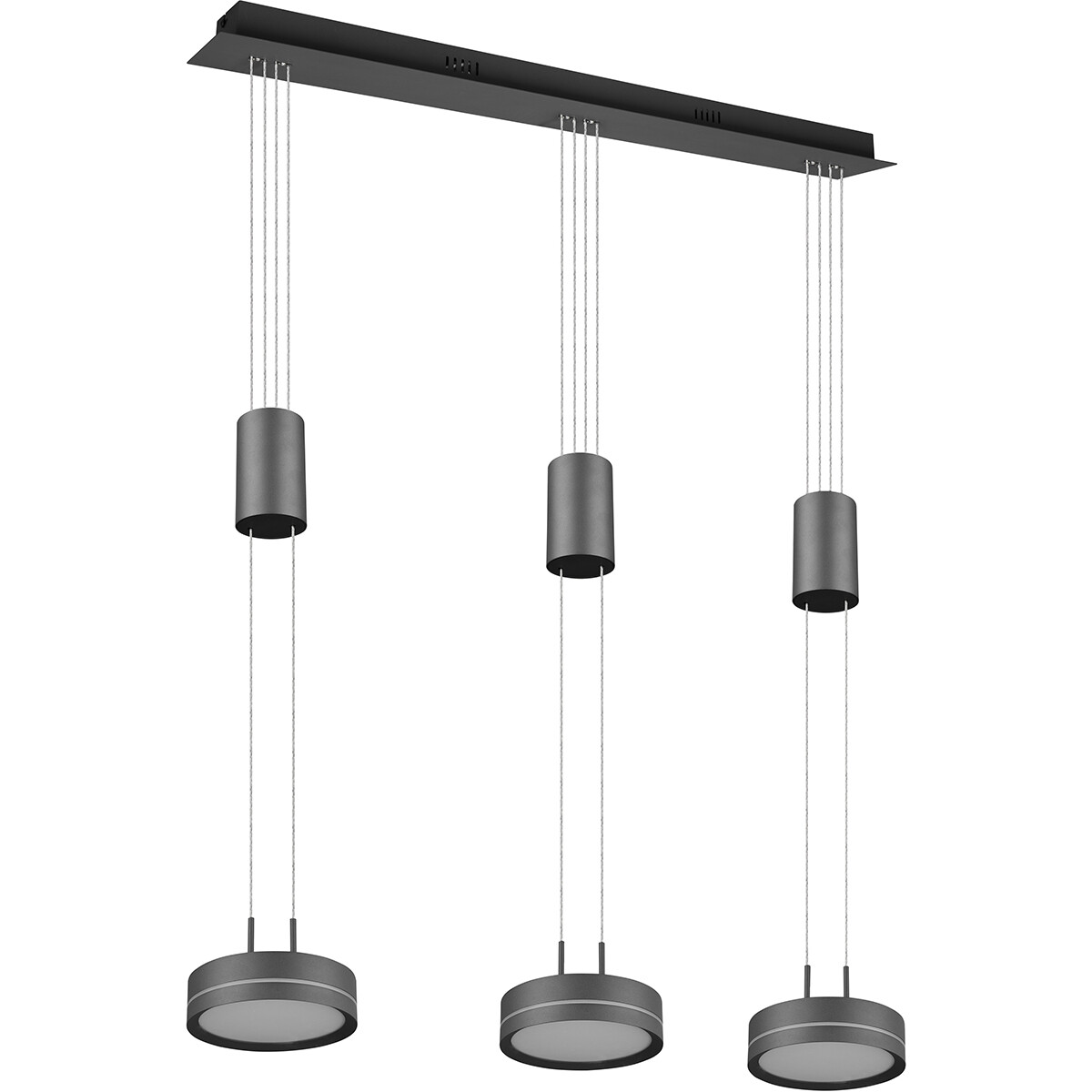 Suspension LED - Luminaire Suspendu - Trion Franco - 21.6W - 3-lumières - Blanc Chaud 3000K - Dimmable - Rond - Mat Anthracite - Aluminium