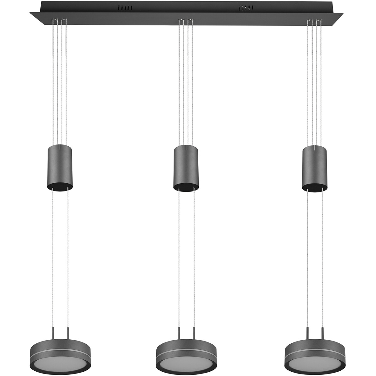 Suspension LED - Luminaire Suspendu - Trion Franco - 21.6W - 3-lumières - Blanc Chaud 3000K - Dimmable - Rond - Mat Anthracite - Aluminium