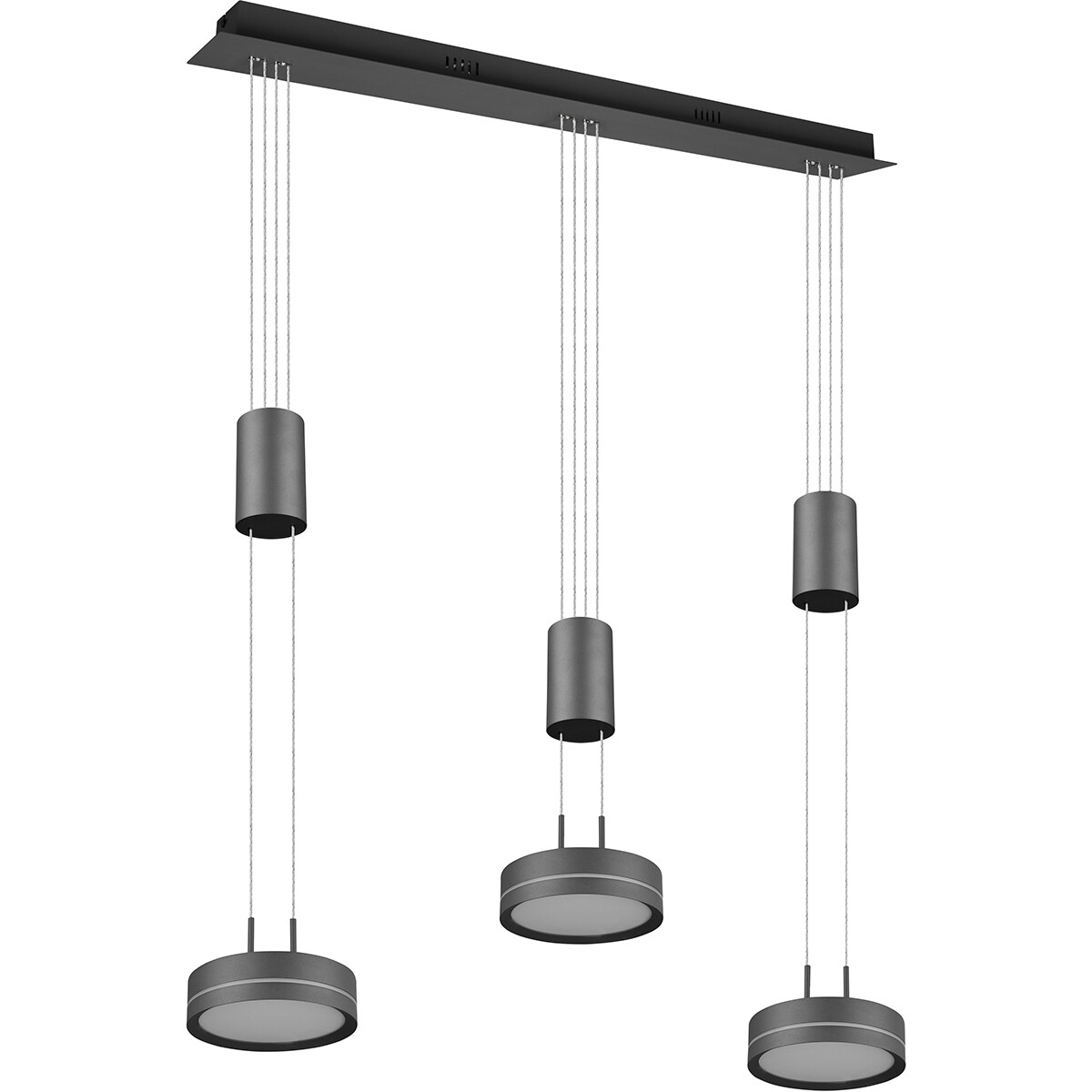 Suspension LED - Luminaire Suspendu - Trion Franco - 21.6W - 3-lumières - Blanc Chaud 3000K - Dimmable - Rond - Mat Anthracite - Aluminium