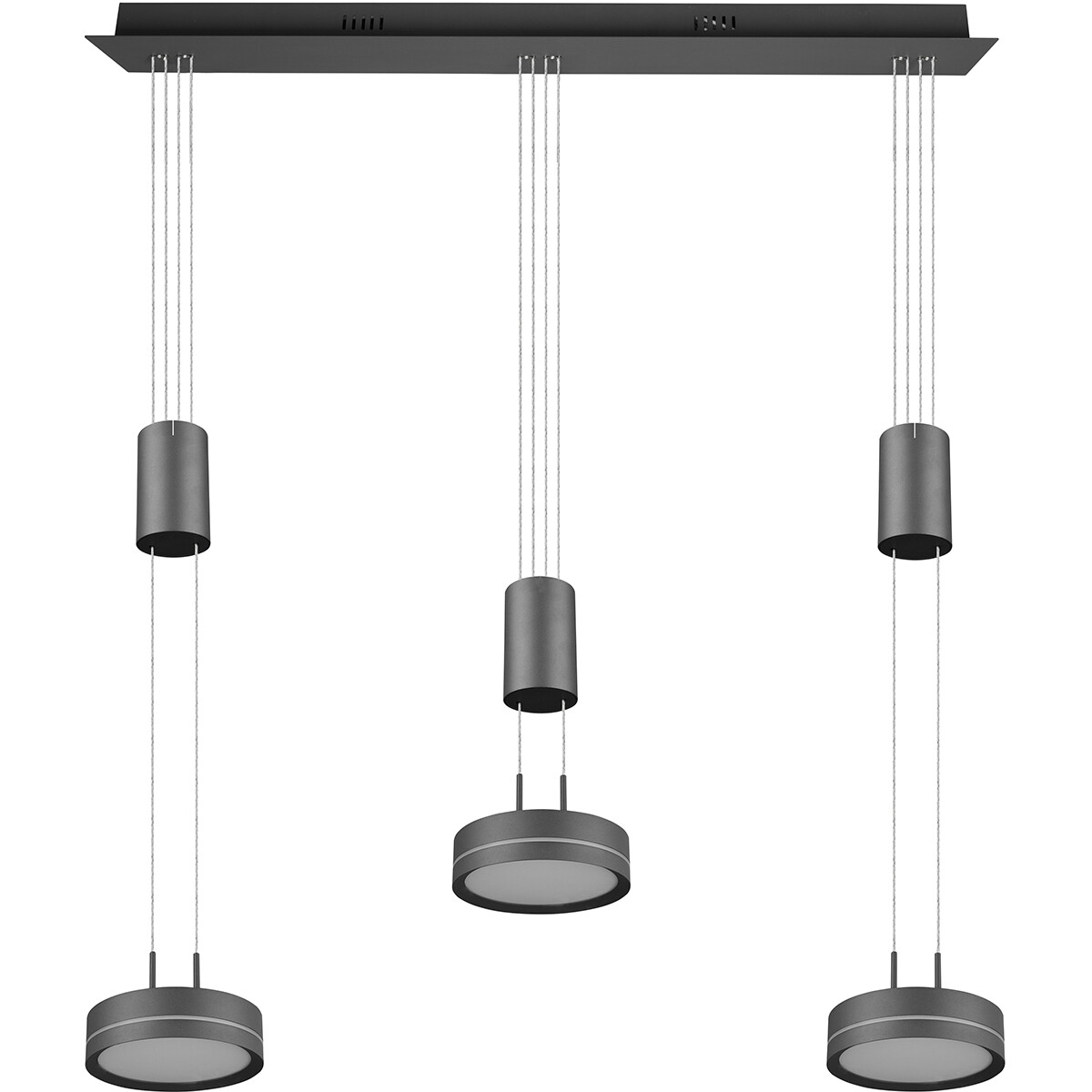 Suspension LED - Luminaire Suspendu - Trion Franco - 21.6W - 3-lumières - Blanc Chaud 3000K - Dimmable - Rond - Mat Anthracite - Aluminium