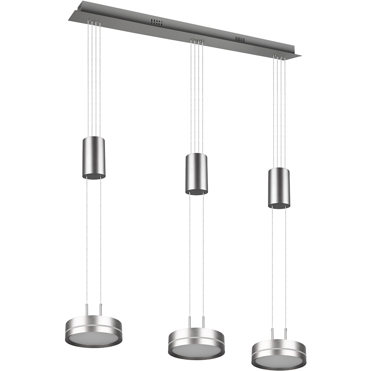 Suspension LED - Luminaire Suspendu - Trion Franco - 21.6W - 3-lumières - Blanc Chaud 3000K - Dimmable - Rond - Mat Nickel - Aluminium