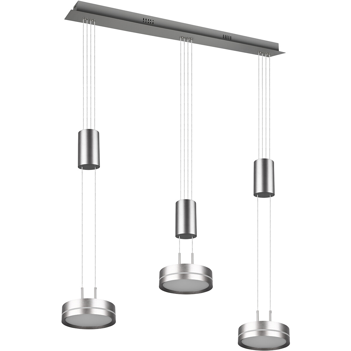 Suspension LED - Luminaire Suspendu - Trion Franco - 21.6W - 3-lumières - Blanc Chaud 3000K - Dimmable - Rond - Mat Nickel - Aluminium