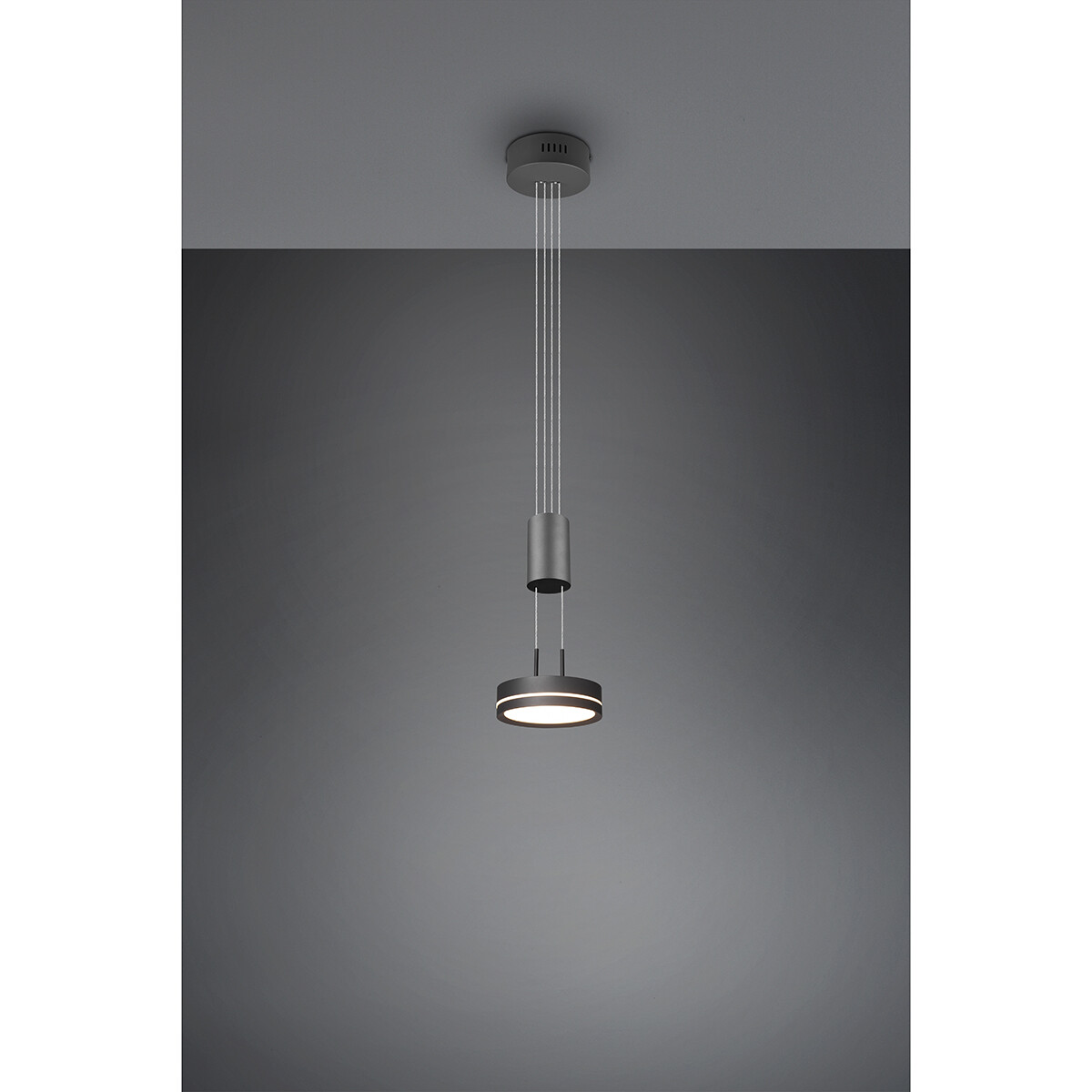 Suspension LED - Luminaire Suspendu - Trion Franco - 7.2W - 1-lumière - Blanc Chaud 3000K - Dimmable - Rond - Mat Anthracite - Aluminium