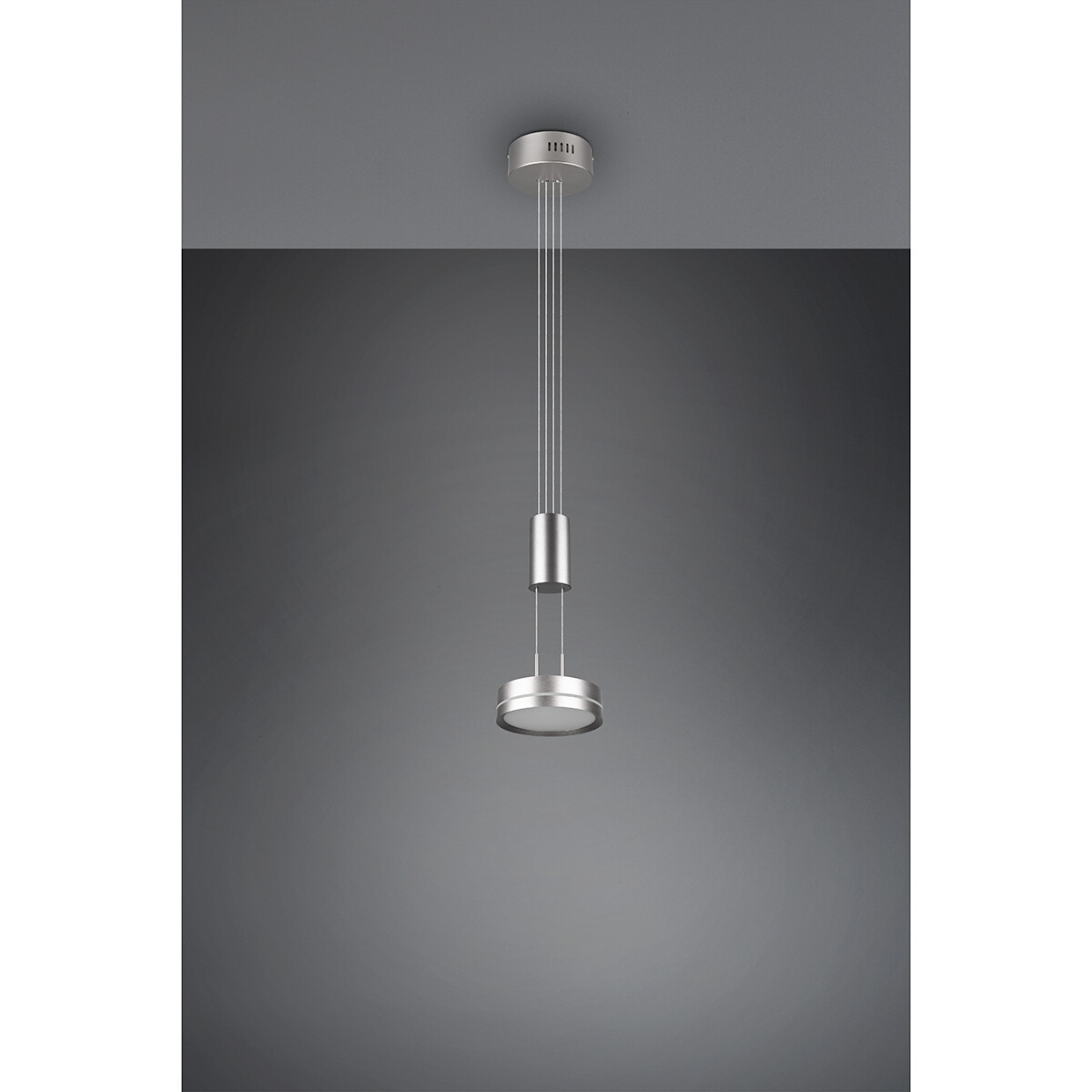 Suspension LED - Luminaire Suspendu - Trion Franco - 7.2W - 1-lumière - Blanc Chaud 3000K - Dimmable - Rond - Mat Nickel - Aluminium