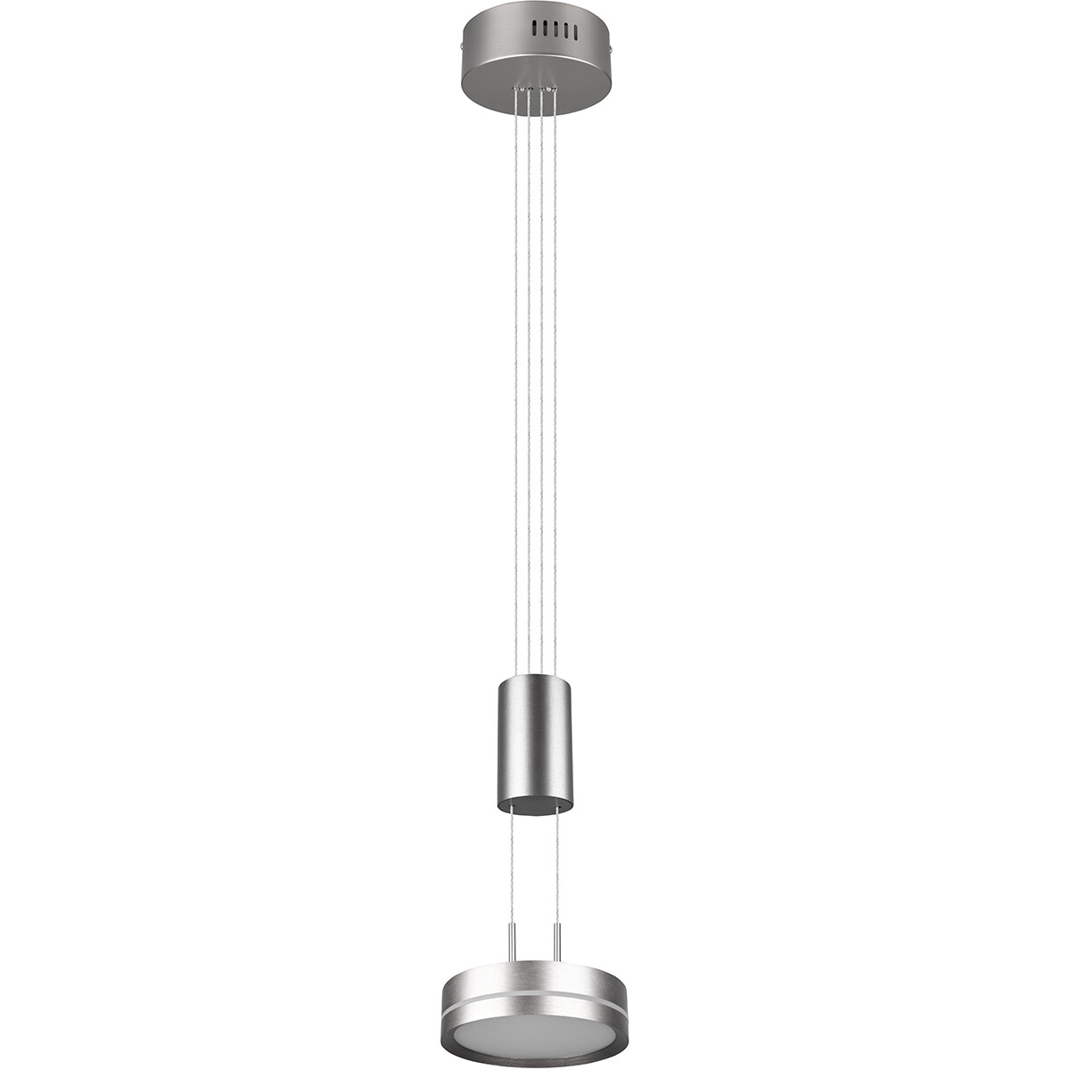 Suspension LED - Luminaire Suspendu - Trion Franco - 7.2W - 1-lumière - Blanc Chaud 3000K - Dimmable - Rond - Mat Nickel - Aluminium