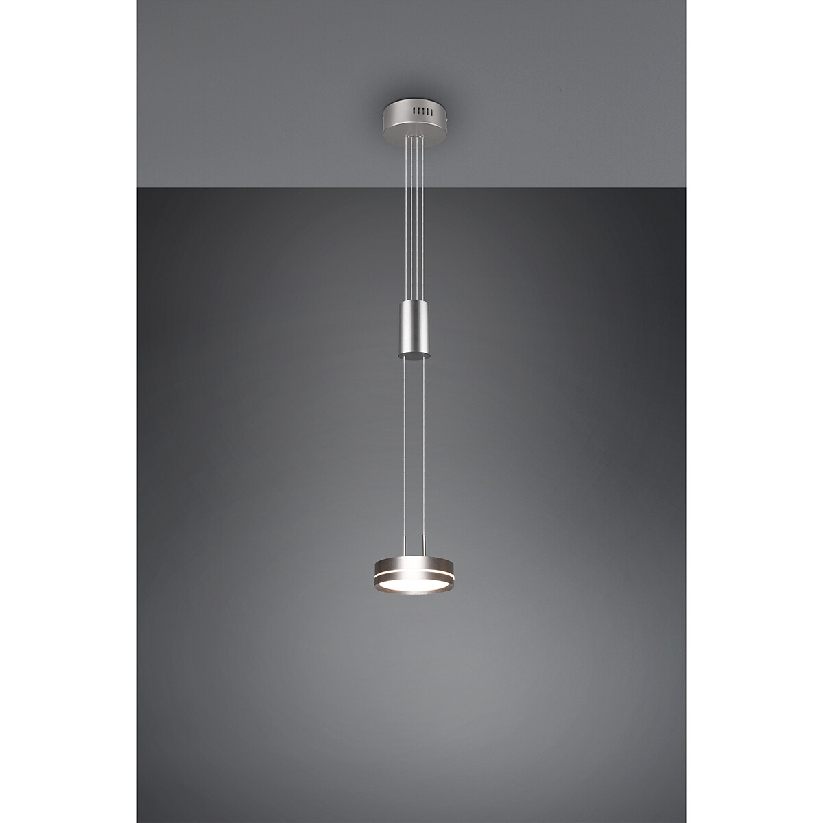 Suspension LED - Luminaire Suspendu - Trion Franco - 7.2W - 1-lumière - Blanc Chaud 3000K - Dimmable - Rond - Mat Nickel - Aluminium