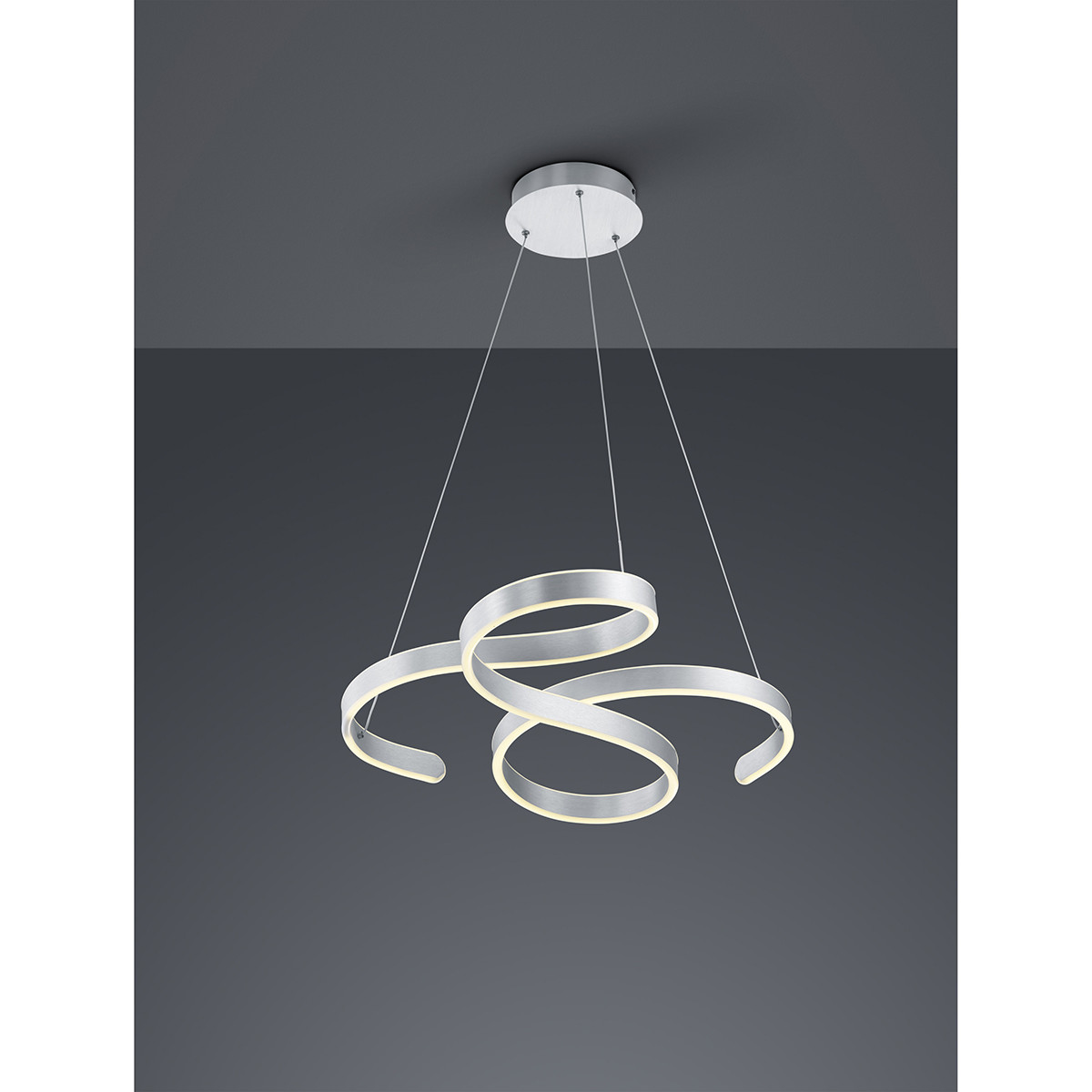 Suspension LED - Luminaire Suspendu - Trion Frinco - 52W - Blanc Chaud 3000K - Dimmable - Rond - Mat Gris - Aluminium