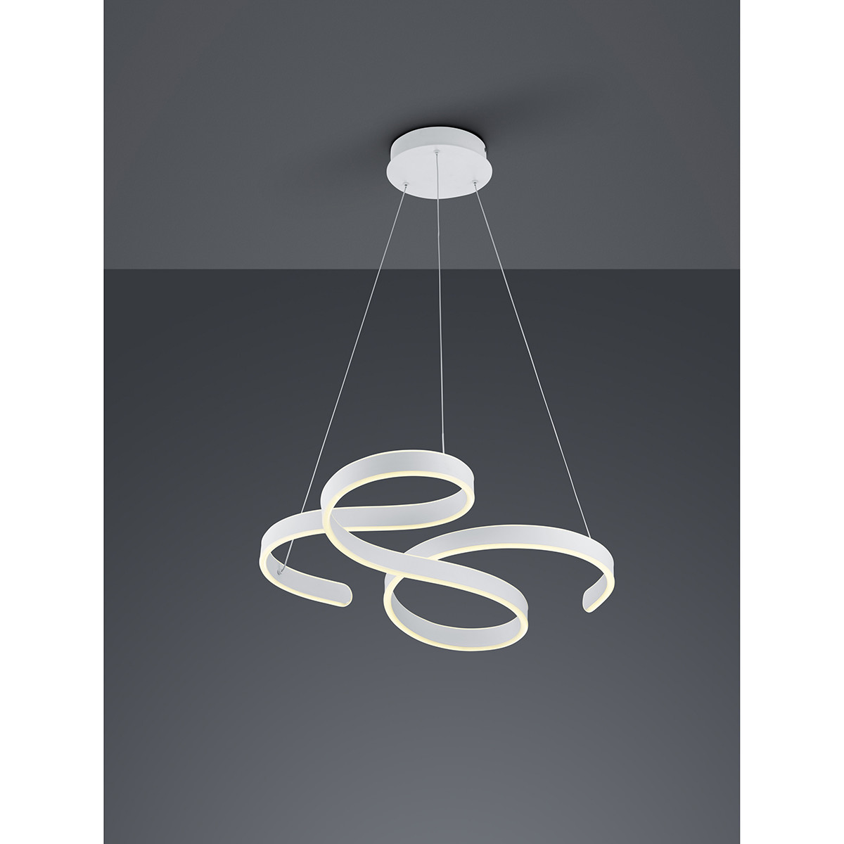 Suspension LED - Luminaire Suspendu - Trion Frinco - 52W - Blanc Chaud 3000K - Dimmable - Rond - Mat Blanc - Aluminium