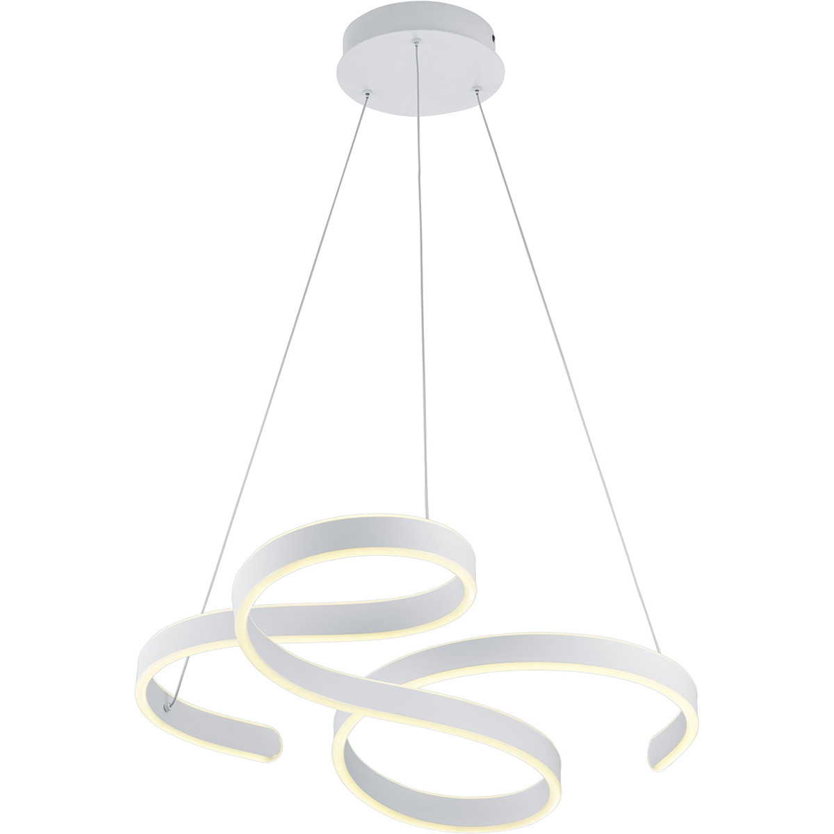 Suspension LED - Luminaire Suspendu - Trion Frinco - 52W - Blanc Chaud 3000K - Dimmable - Rond - Mat Blanc - Aluminium