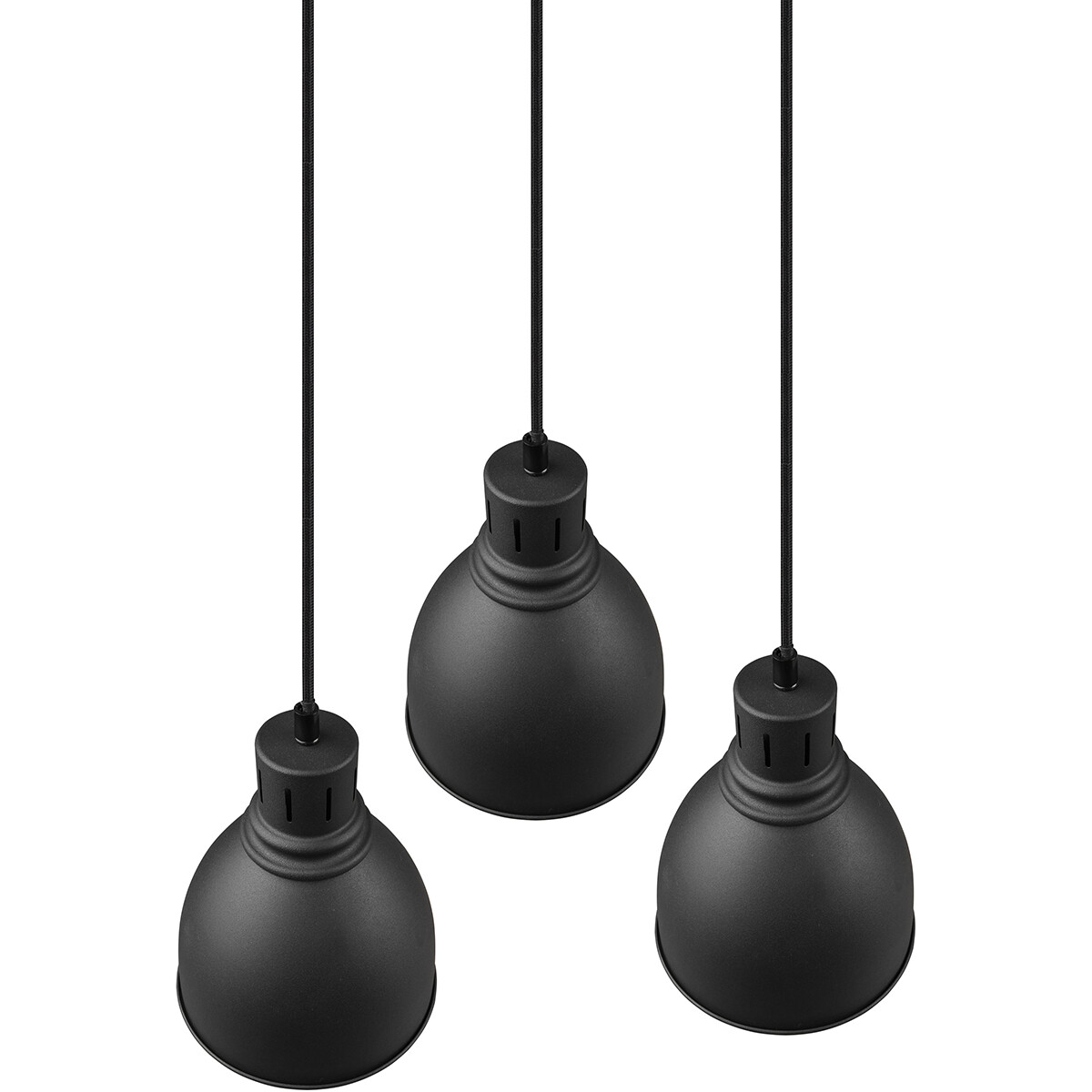 Suspension LED - Luminaire Suspendu - Trion Handoll - Douille E27 - 3-lumières - Rond - Mat Noir - Aluminium