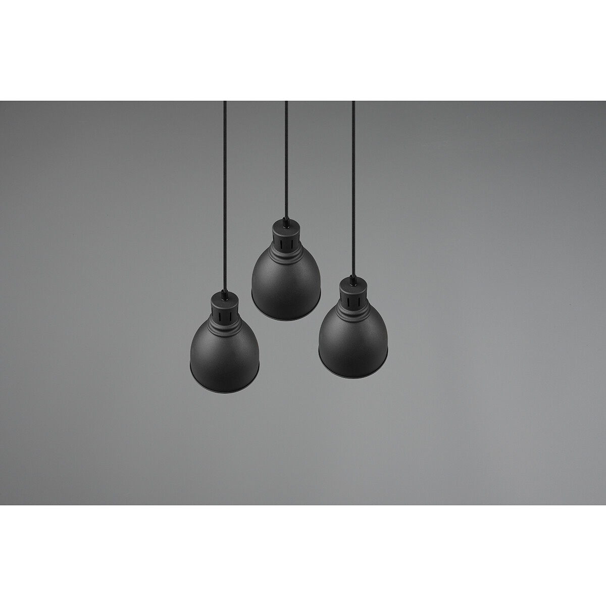 Suspension LED - Luminaire Suspendu - Trion Handoll - Douille E27 - 3-lumières - Rond - Mat Noir - Aluminium