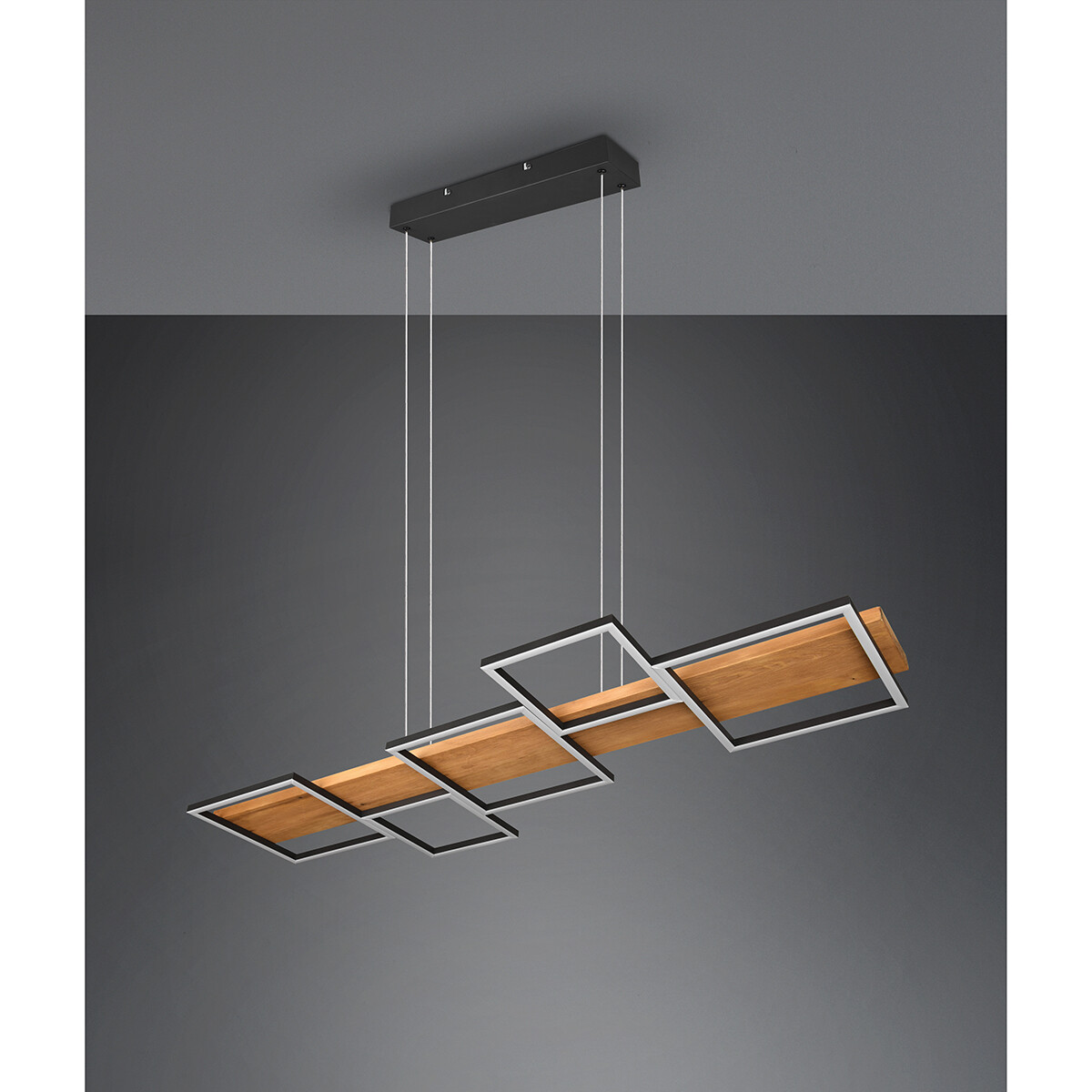 Suspension LED - Luminaire Suspendu - Trion Harla - 42W - Blanc Chaud 3000K - Dimmable - Rond - Mat Noir - Aluminium