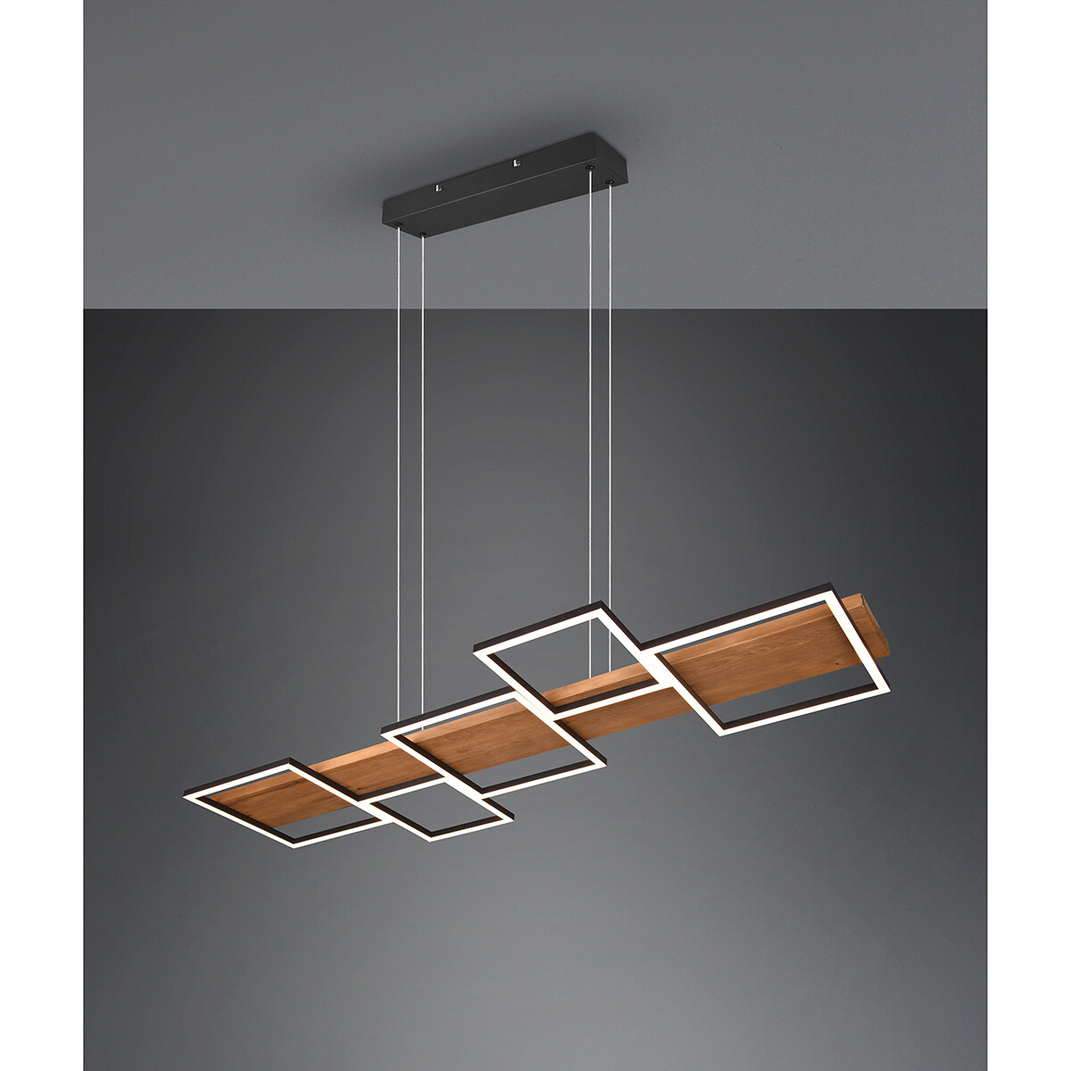 Suspension LED - Luminaire Suspendu - Trion Harla - 42W - Blanc Chaud 3000K - Dimmable - Rond - Mat Noir - Aluminium