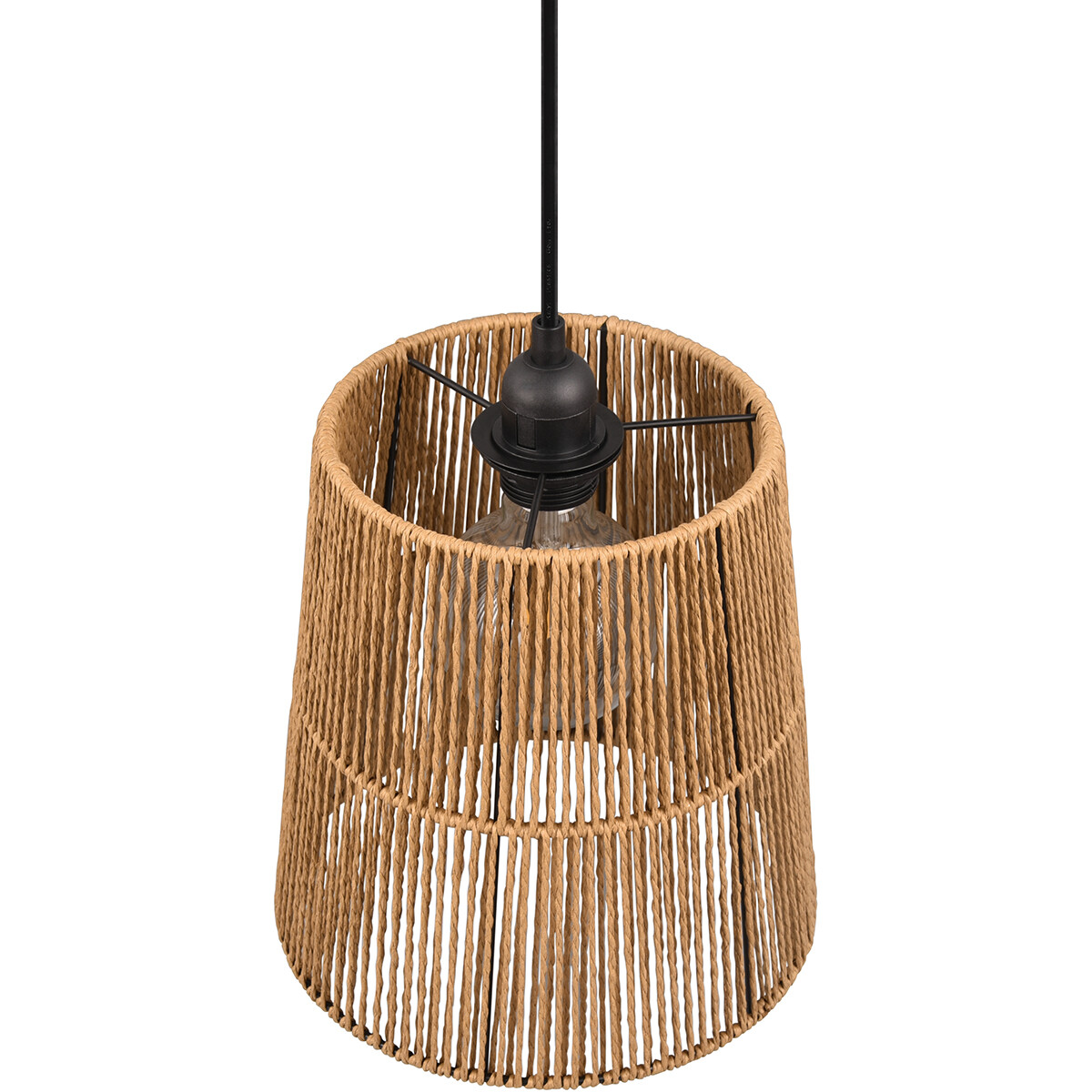 Suspension LED - Éclairage Suspendu - Trion Holz - Douille E27 - 1-Lumière - Ronde - Marron - Papier