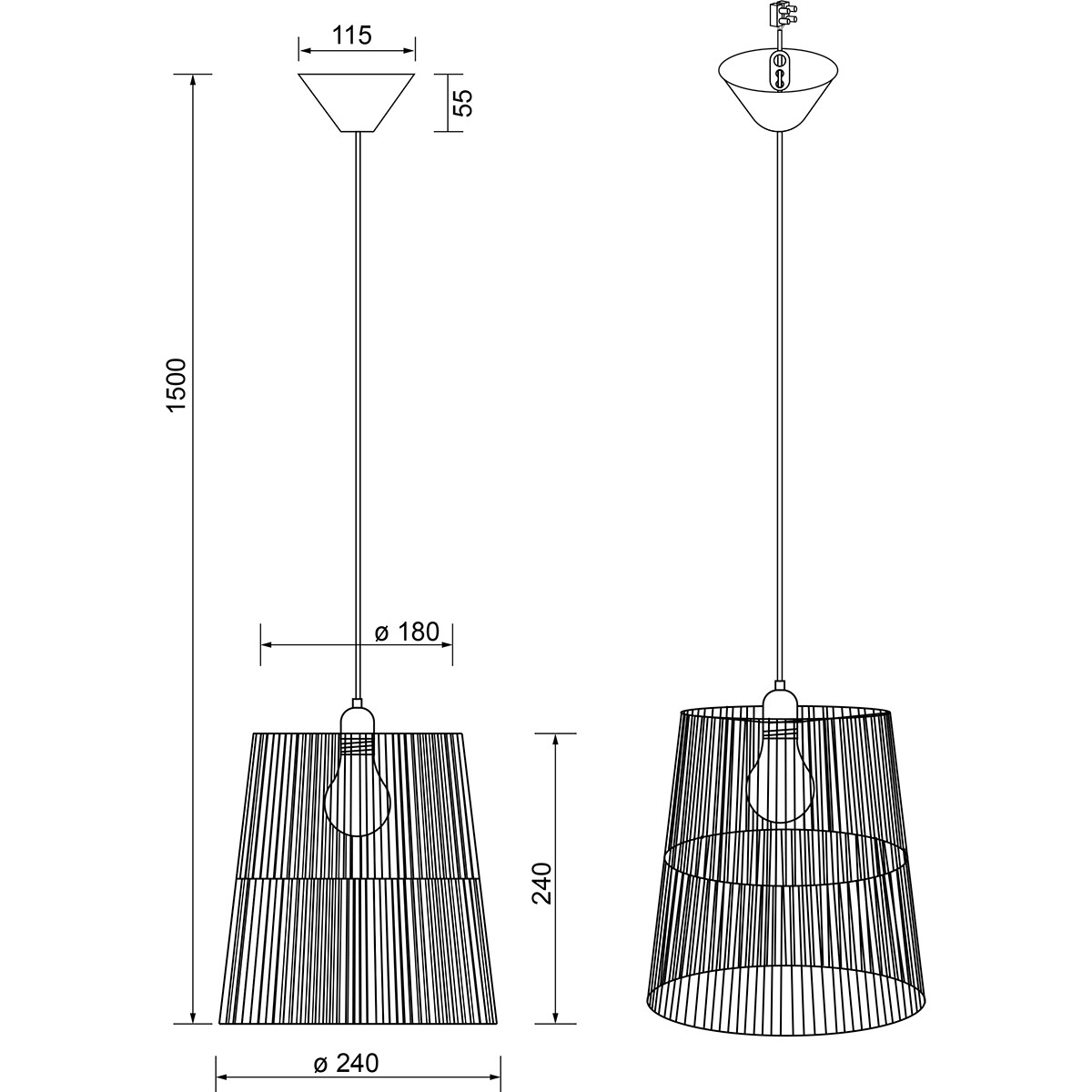 Suspension LED - Éclairage Suspendu - Trion Holz - Douille E27 - 1-Lumière - Ronde - Marron - Papier