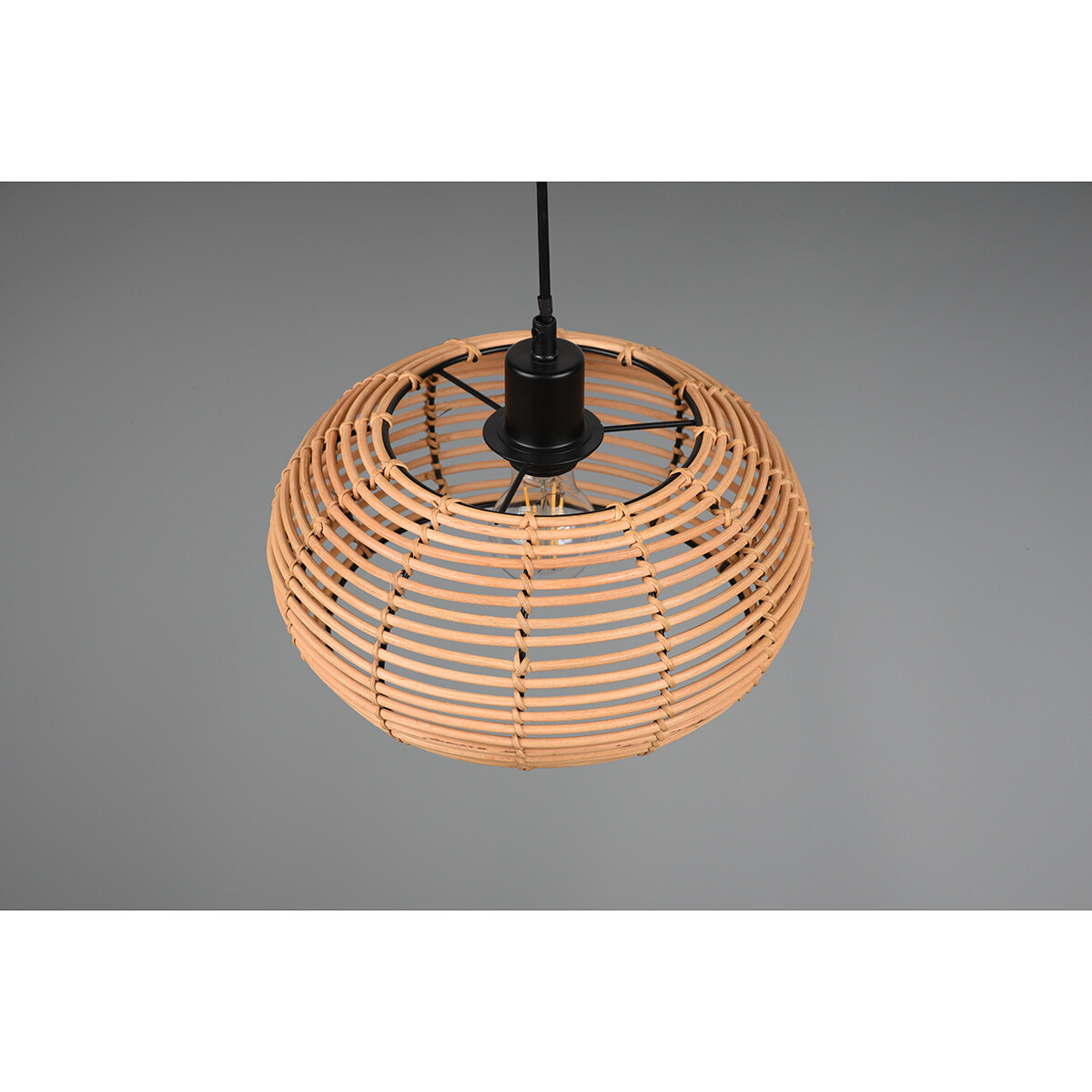 Suspension LED - Luminaire Suspendu - Trion Irene - Douille E27 - 1-lumière - Rond - Brun - Bois