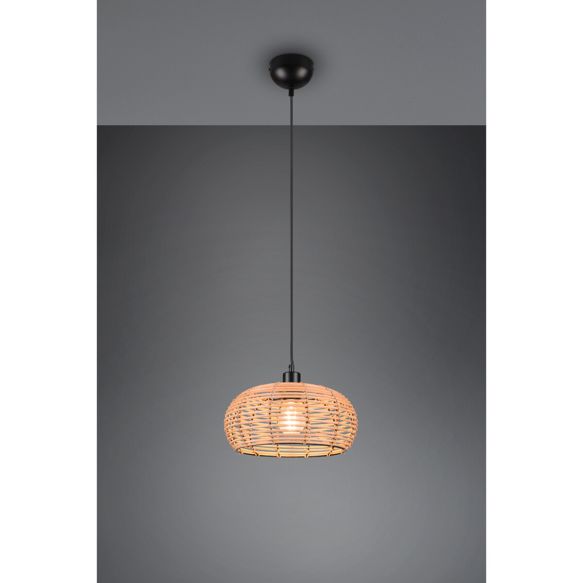 Suspension LED - Luminaire Suspendu - Trion Irene - Douille E27 - 1-lumière - Rond - Brun - Bois