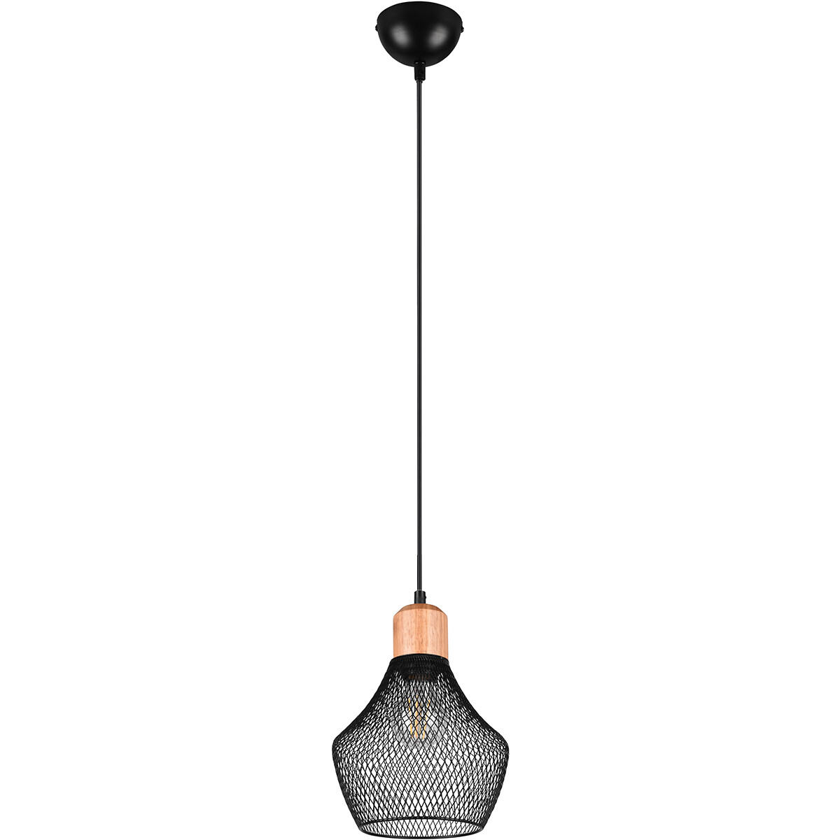 Suspension LED - Luminaire Suspendu - Trion Jenna - Douille E27 - 1-lumière - Rond - Mat Noir - Aluminium