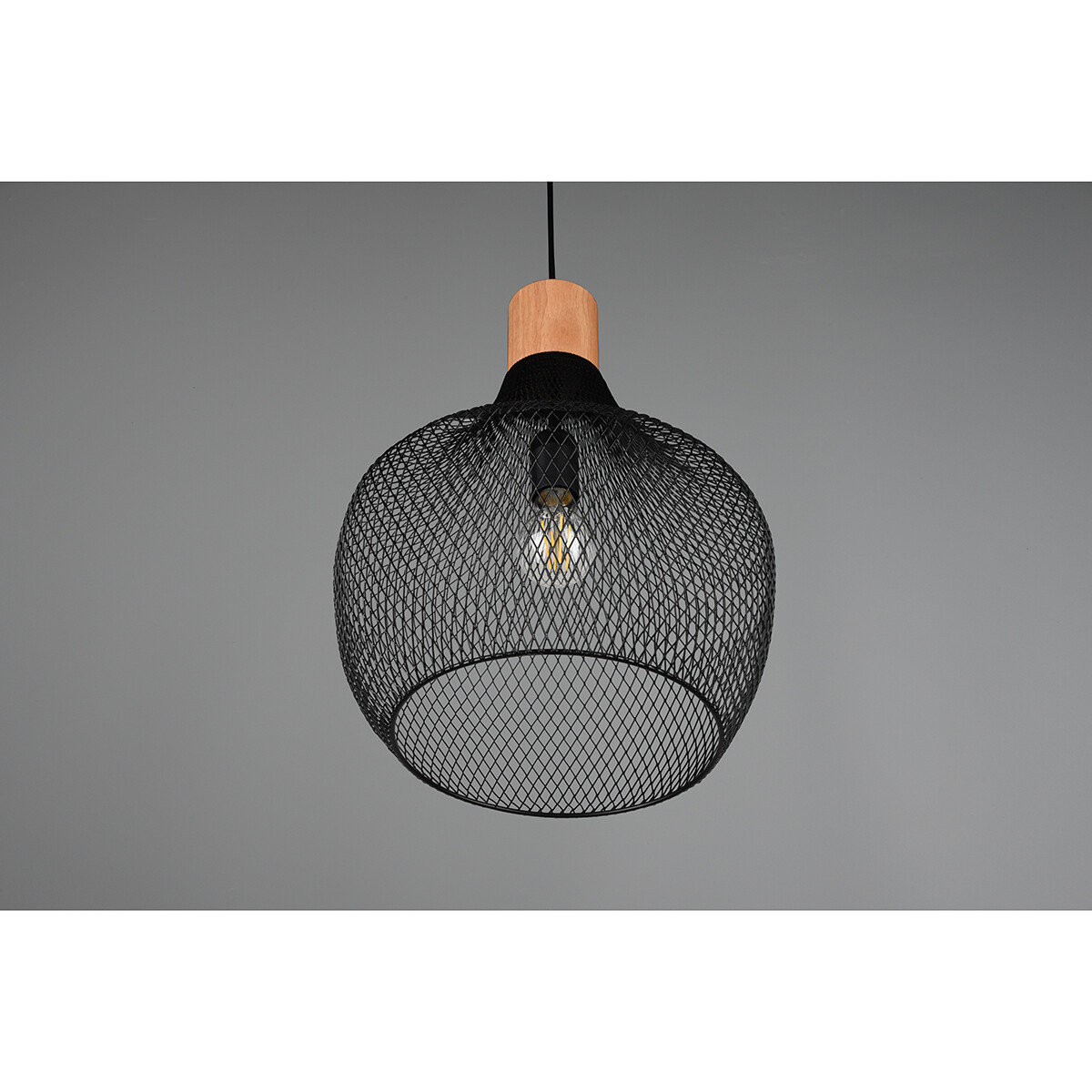 Suspension LED - Luminaire Suspendu - Trion Jenna XL - Douille E27 - 1-lumière - Rond - Mat Noir - Aluminium