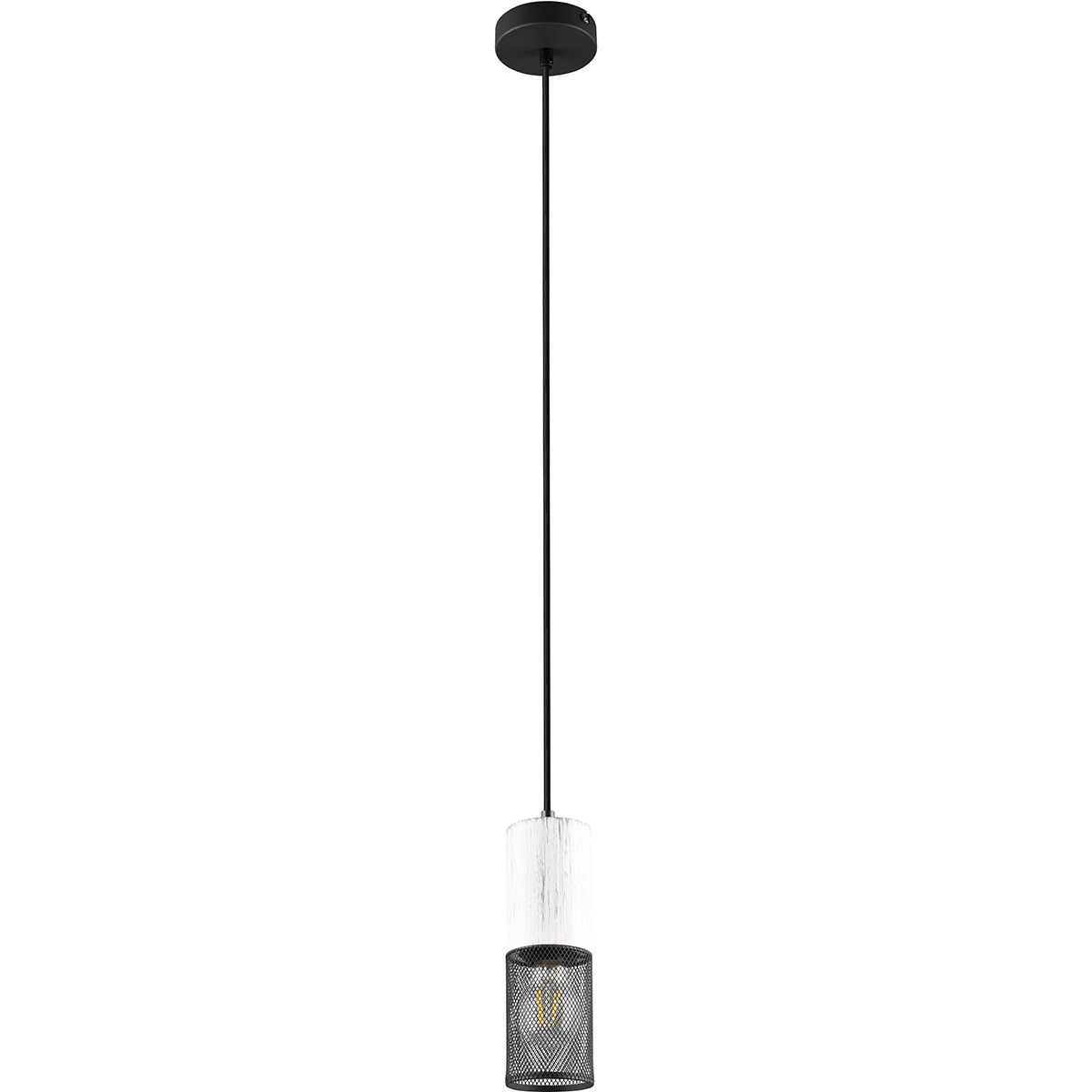 LED Suspension - Éclairage Suspendu - Trion Josh - Douille E27 - 1-lumière - Rond - Noir Blanc - Métal