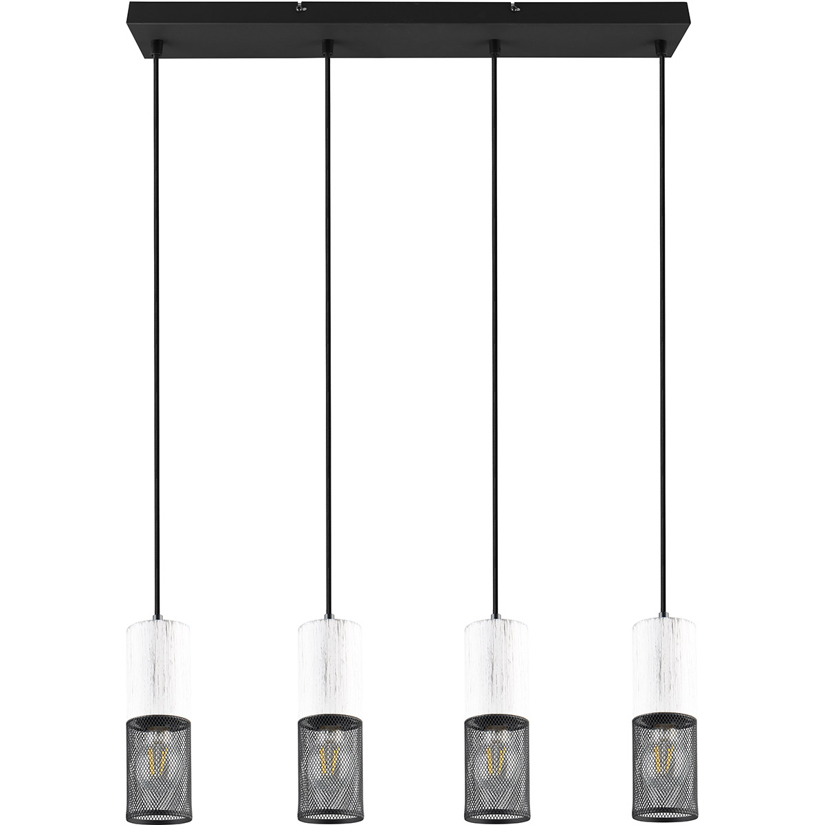 LED Suspension - Éclairage Suspendu - Trion Josh - Douille E27 - 4-lumières - Rond - Noir Blanc - Métal