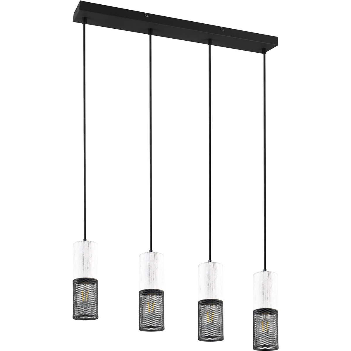 LED Suspension - Éclairage Suspendu - Trion Josh - Douille E27 - 4-lumières - Rond - Noir Blanc - Métal