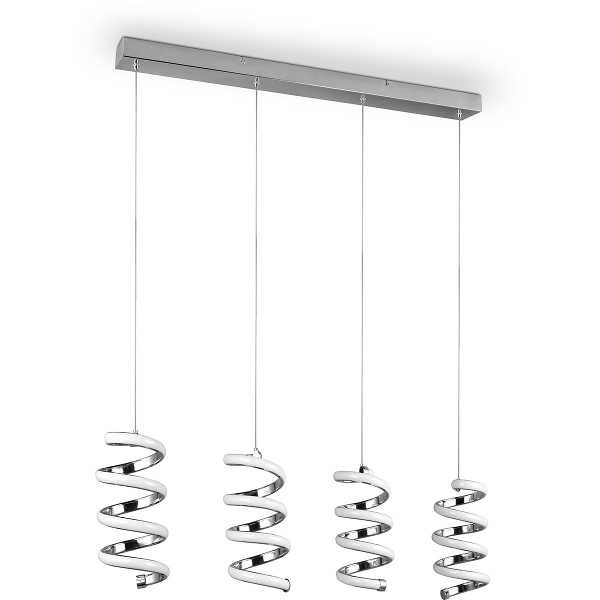 Suspension LED - Éclairage suspendu - Trion Lala - 8W - Blanc Naturel - 4000K - 4 lumières - Rectangulaire - Chrome - Métal