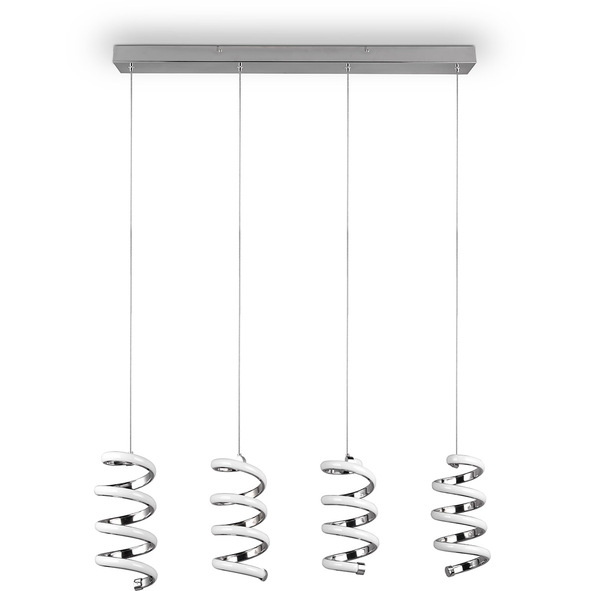 Suspension LED - Éclairage suspendu - Trion Lala - 8W - Blanc Naturel - 4000K - 4 lumières - Rectangulaire - Chrome - Métal