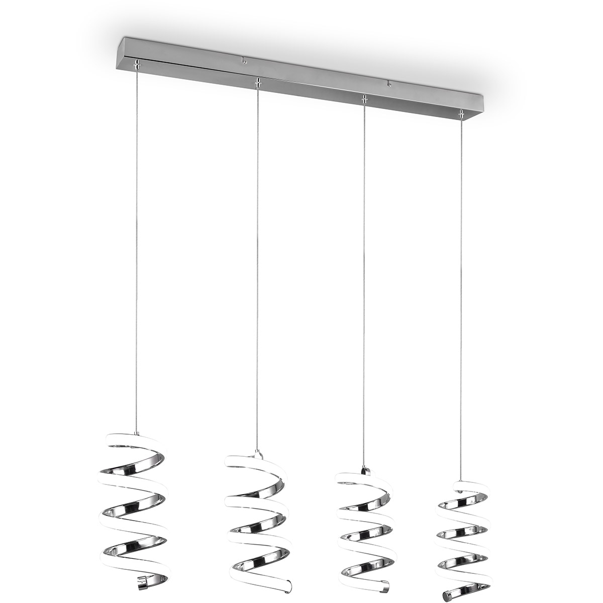 Suspension LED - Éclairage suspendu - Trion Lala - 8W - Blanc Naturel - 4000K - 4 lumières - Rectangulaire - Chrome - Métal