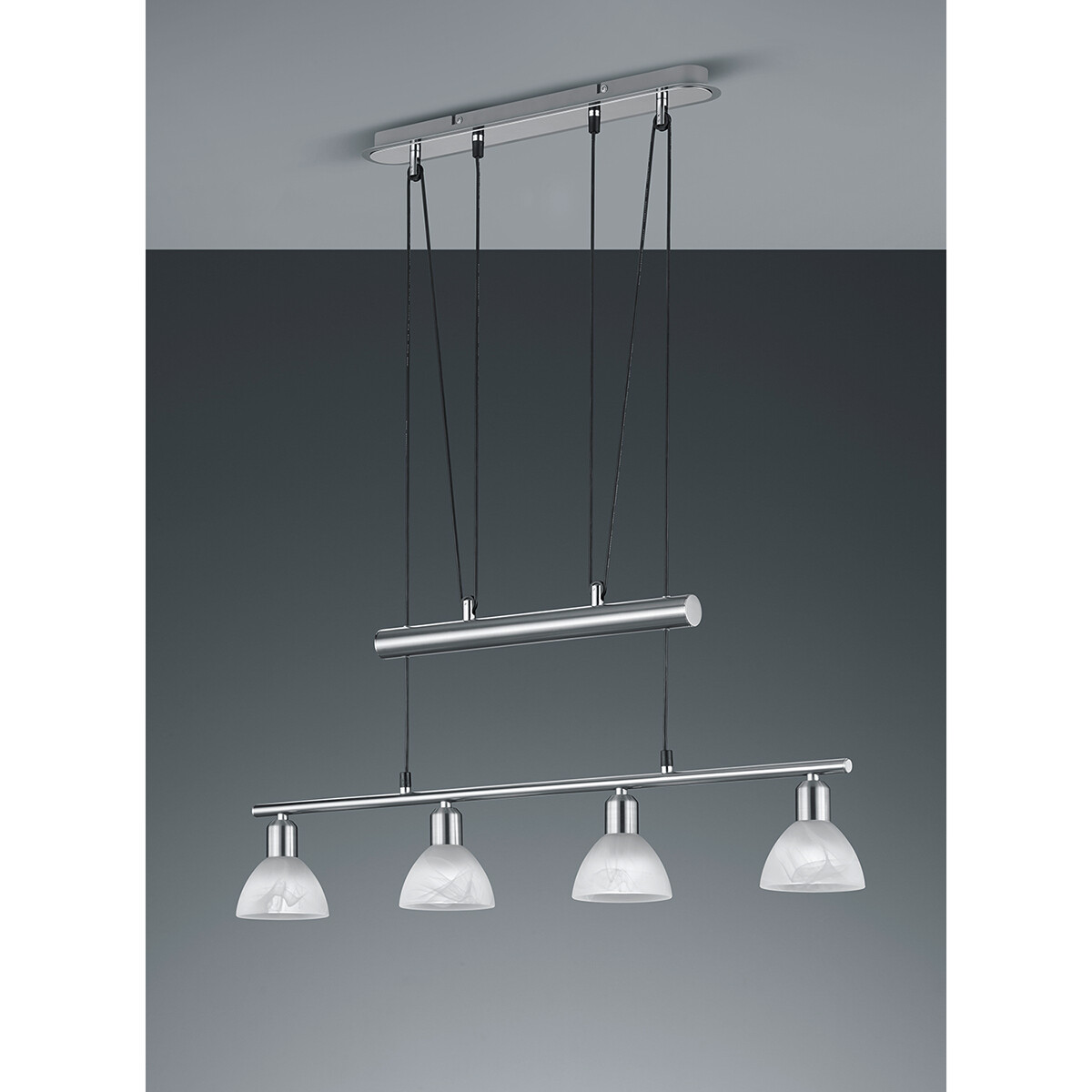 Suspension LED - Luminaire Suspendu - Trion Levino - Douille E14 - Blanc Chaud 3000K - 4-lumières - Rectangle - Mat Nickel - Aluminium