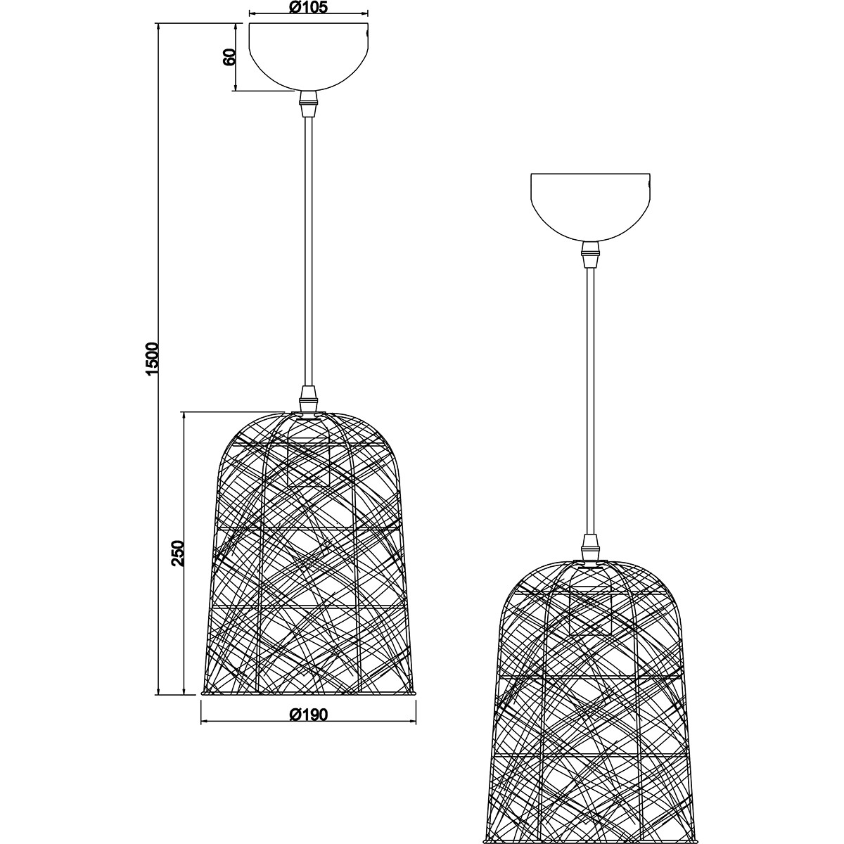 Suspension LED - Luminaire Suspendu - Trion Lopar - Douille E27 - 1-lumière - Rond - Brun - Bois