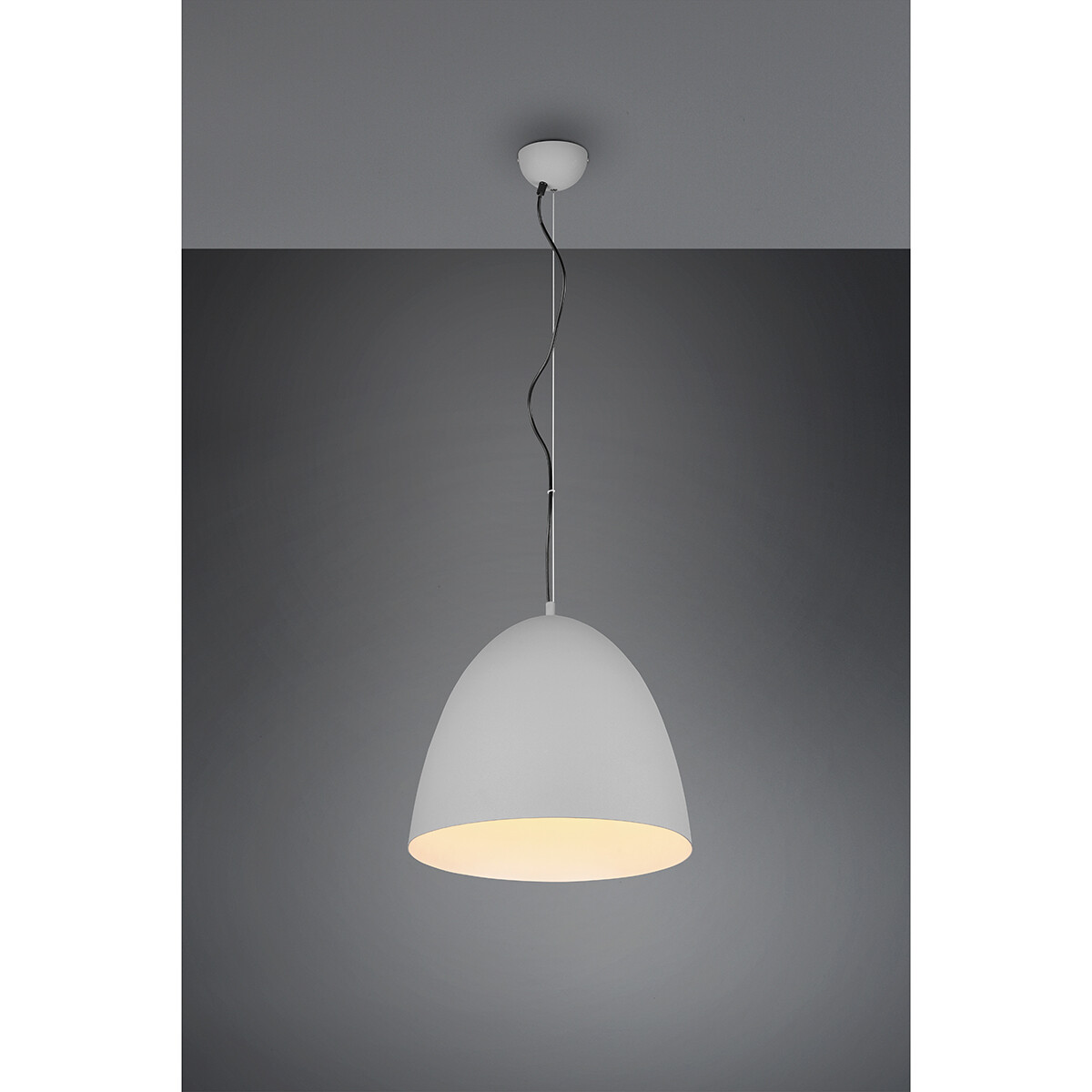 Suspension LED - Luminaire Suspendu - Trion Lopez XL - Douille E27 - 1-lumière - Rond - Mat Gris - Aluminium