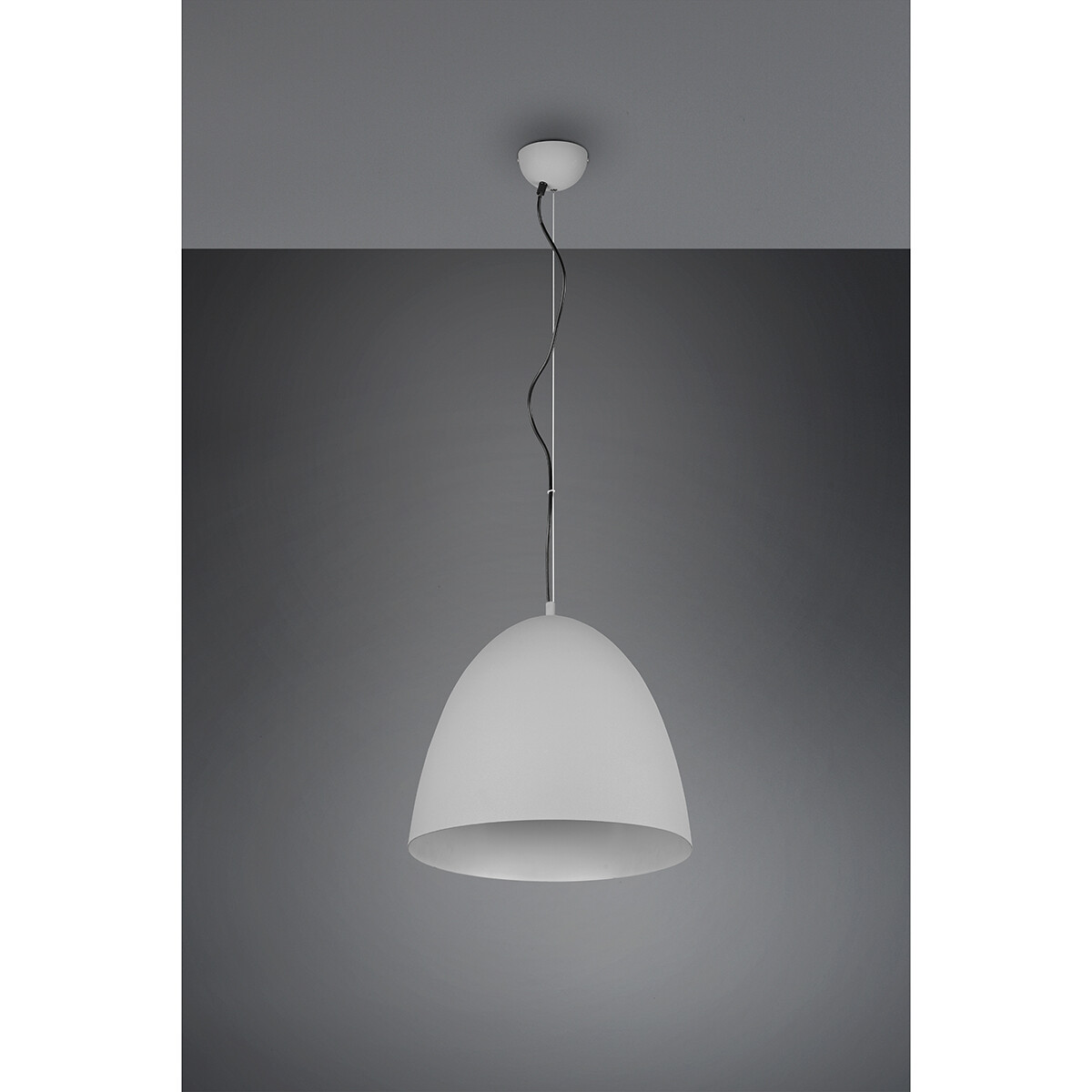 Suspension LED - Luminaire Suspendu - Trion Lopez XL - Douille E27 - 1-lumière - Rond - Mat Gris - Aluminium