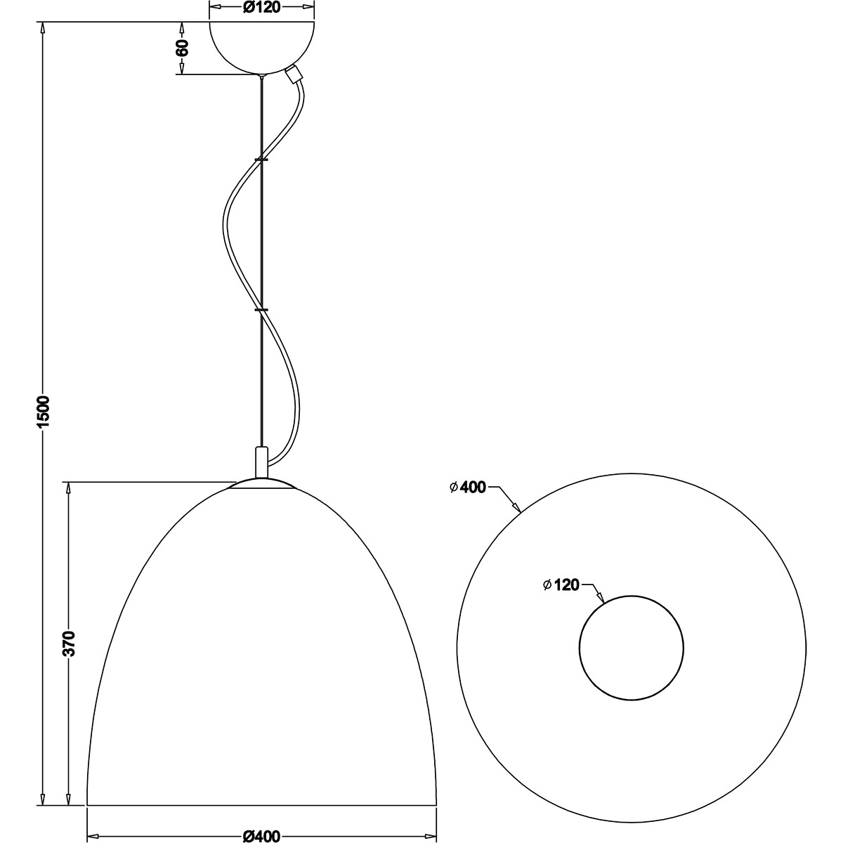 Suspension LED - Luminaire Suspendu - Trion Lopez XL - Douille E27 - 1-lumière - Rond - Mat Gris - Aluminium