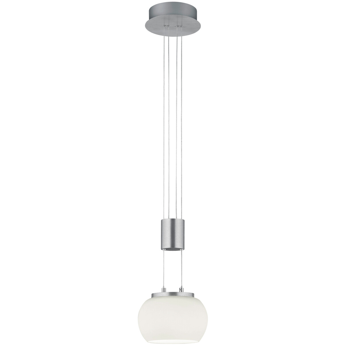 Suspension LED - Luminaire Suspendu - Trion Maliba - 8W - 1-lumière - Blanc Chaud 3000K - Dimmable - Rond - Mat Nickel - Aluminium