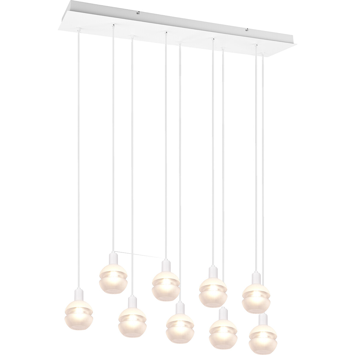 Suspension LED - Luminaire Suspendu - Trion Merda - Douille E14 - 9-lumières - Rectangle - Mat Blanc - Aluminium