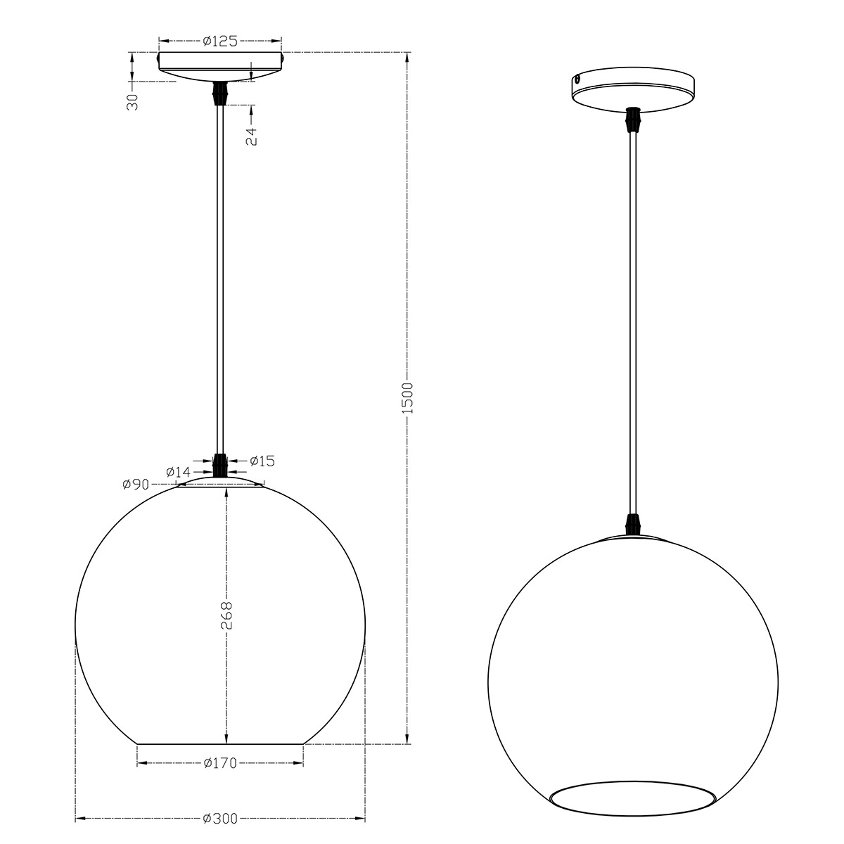 Suspension LED - Luminaire Suspendu - Trion Mono XL - Douille E27 - Rond - Mat Nickel - Aluminium