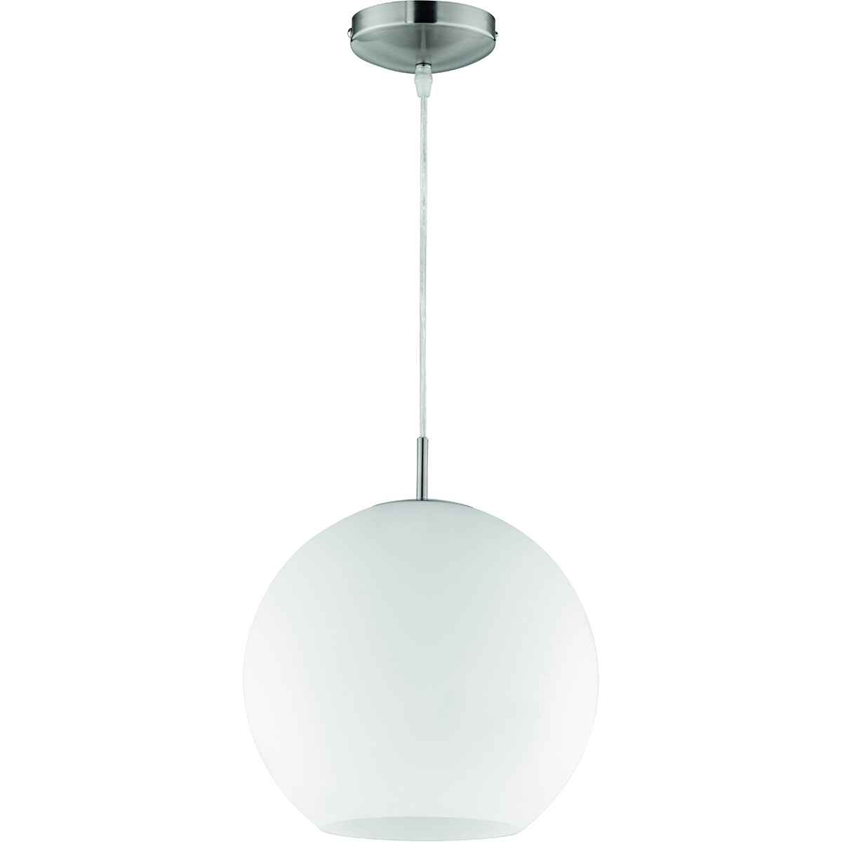 Suspension LED - Luminaire Suspendu - Trion Mono XL - Douille E27 - Rond - Mat Nickel - Aluminium