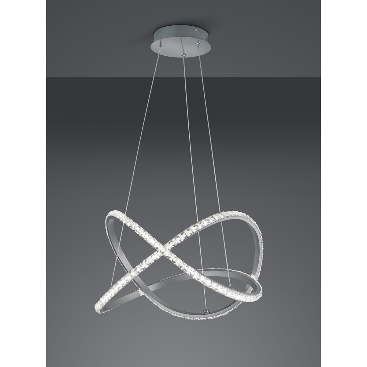 Suspension LED - Luminaire Suspendu - Trion Nubi - 26W - Blanc Chaud 3000K - RGBW - Télécommande - Dimmable - Rond - Mat Gris - Aluminium