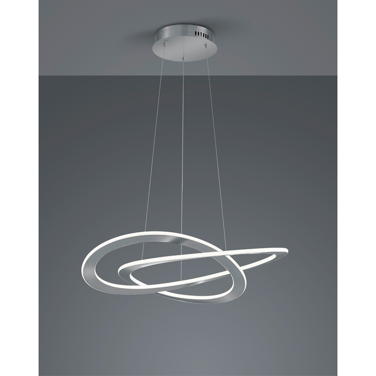 Suspension LED - Luminaire Suspendu - Trion Oaky - 52W - Blanc Chaud 3000K - Dimmable - Rond - Mat Nickel - Aluminium