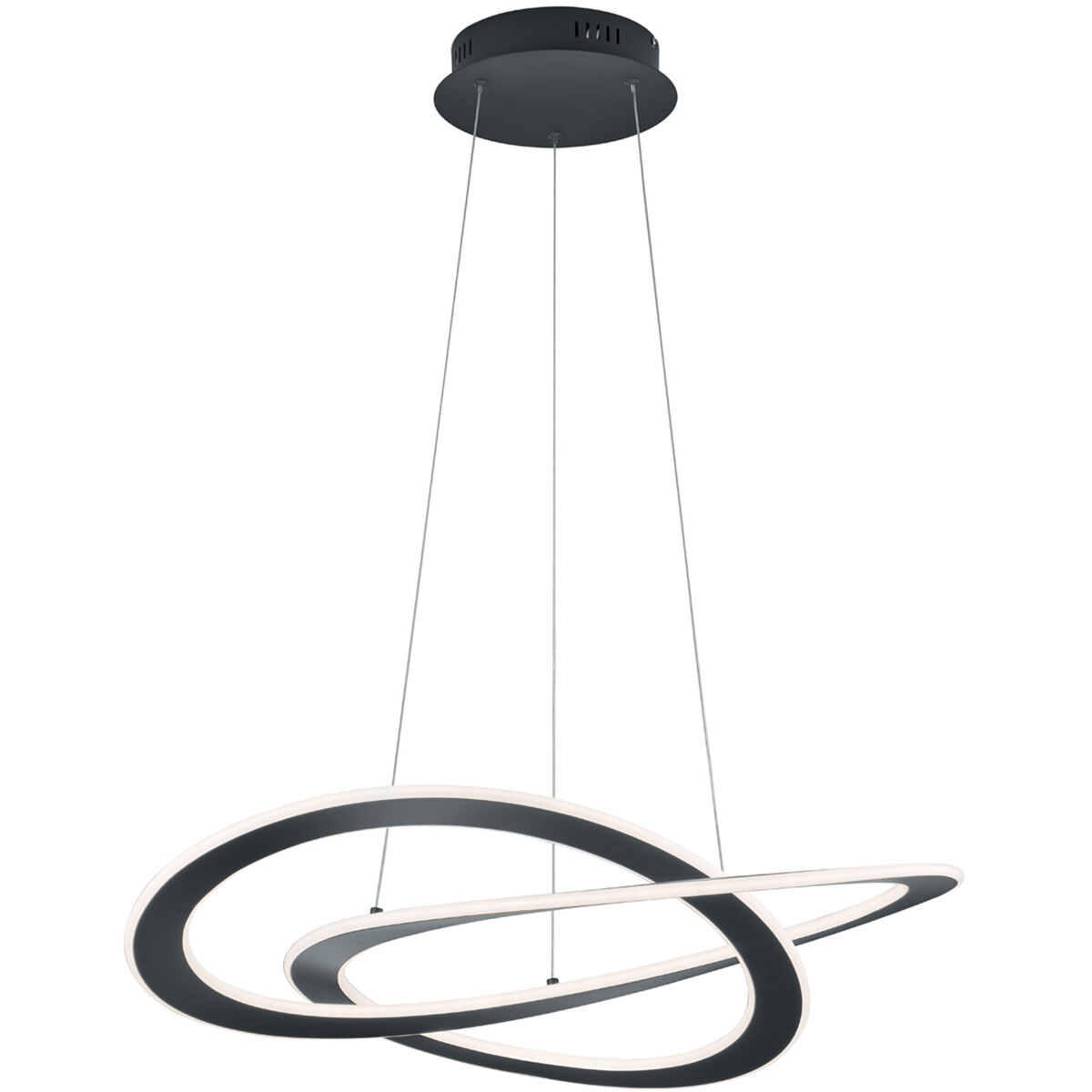 Suspension LED - Luminaire Suspendu - Trion Oaky - 52W - Blanc Chaud 3000K - Dimmable - Rond - Mat Anthracite - Aluminium