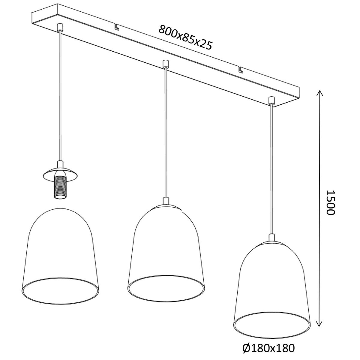 Suspension LED - Luminaire Suspendu - Trion Onutia - Douille E14 - 3-lumières - Rectangle - Mat Argent - Aluminium